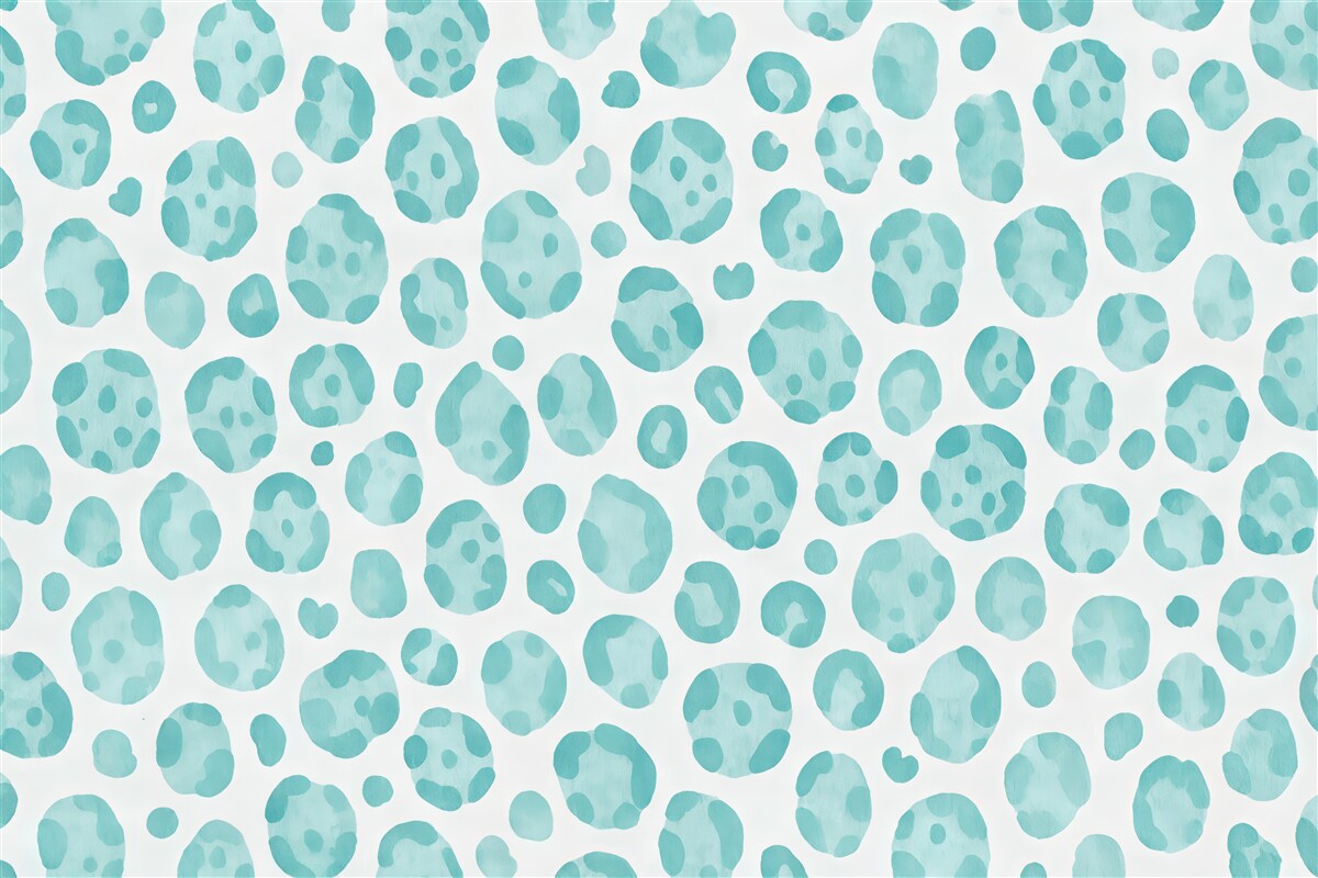 Fototapeta turkusowe akwarelowe cętki na bieli