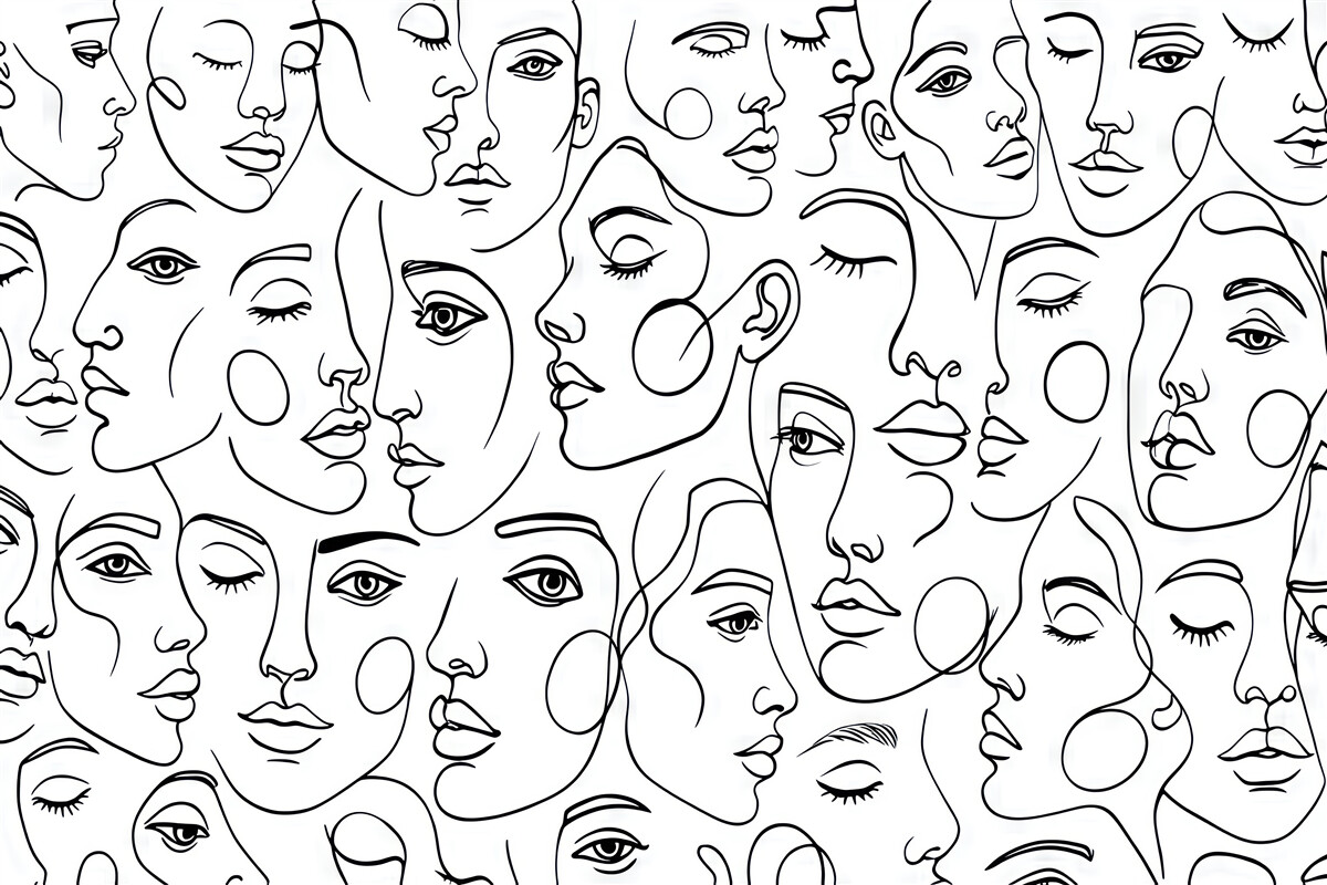 Fototapeta Abstrakcyjne oblicza w czarnej kolorystyce.