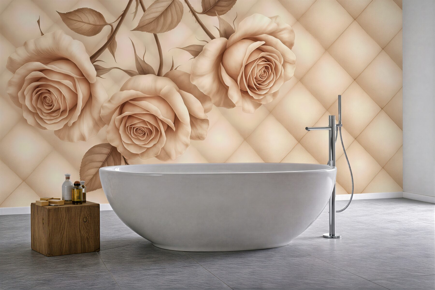 Fototapeta beżowe róże w eleganckim reliefie