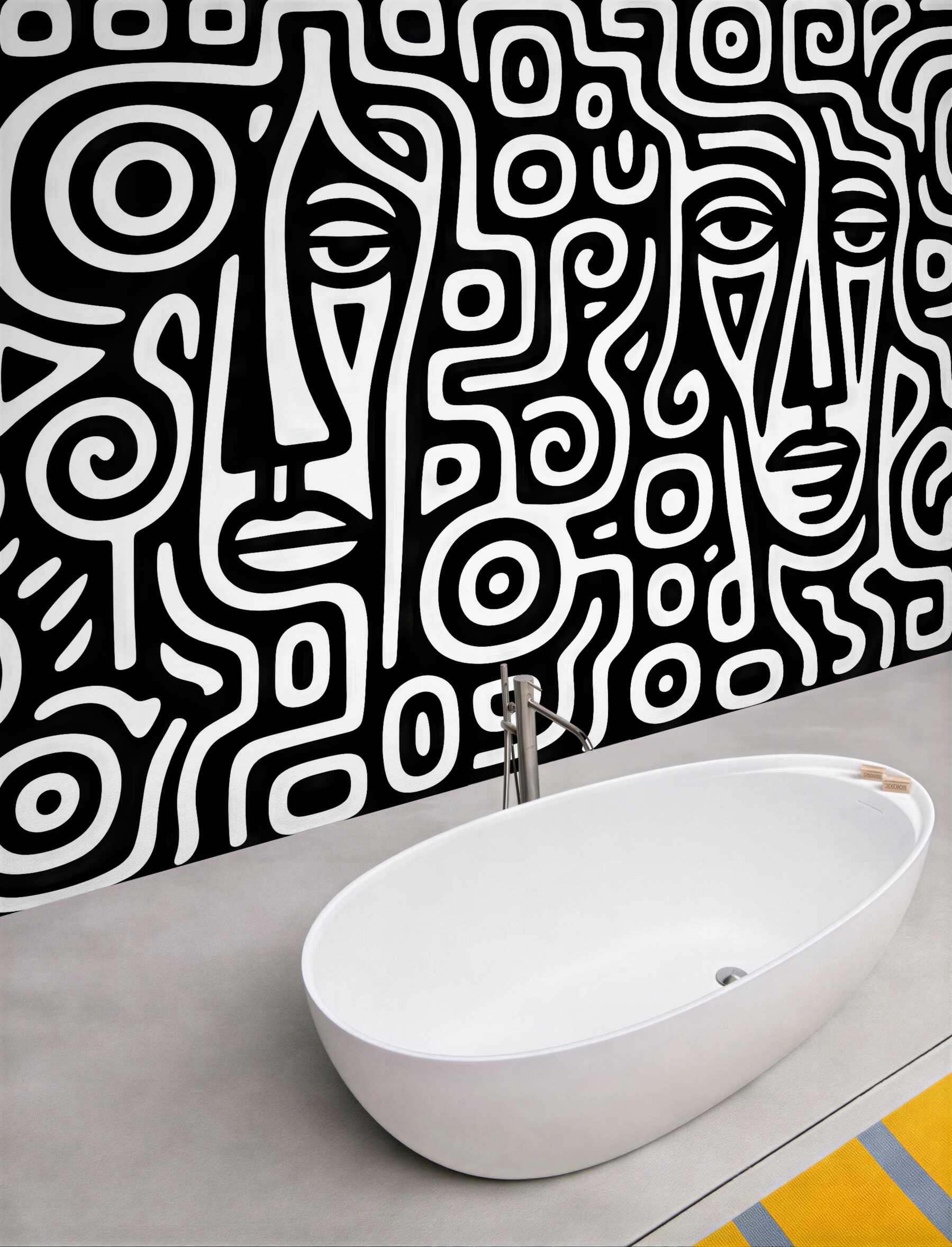 Fototapeta abstrakcyjne twarze w czarno-białym labiryncie