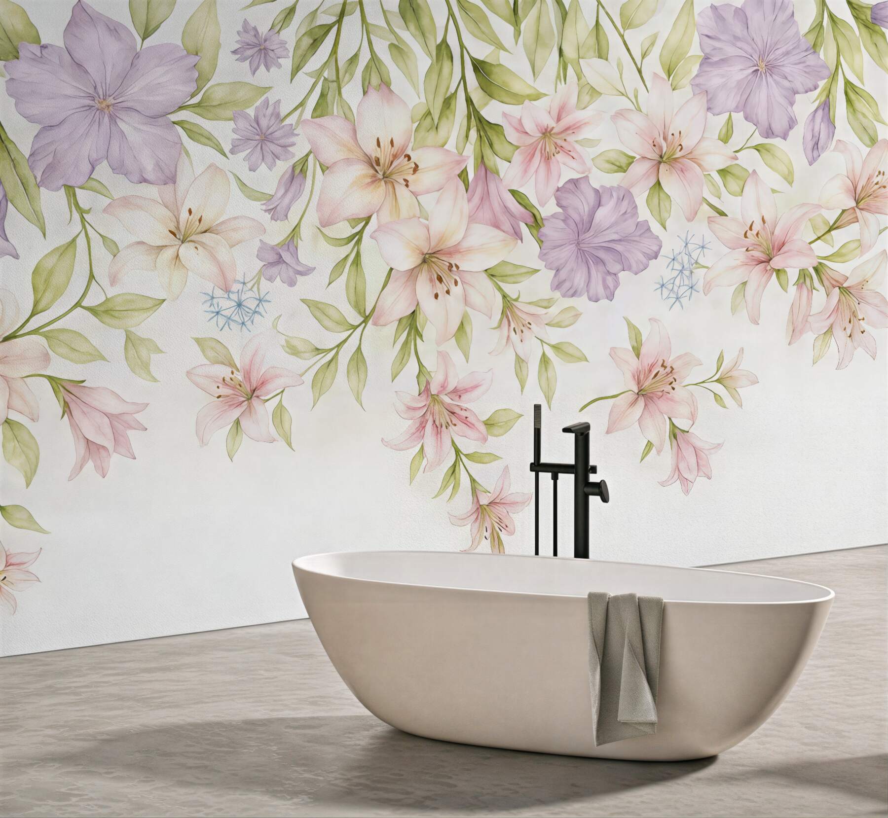 Fototapeta pastelowe lilie i zwiewne kwiaty