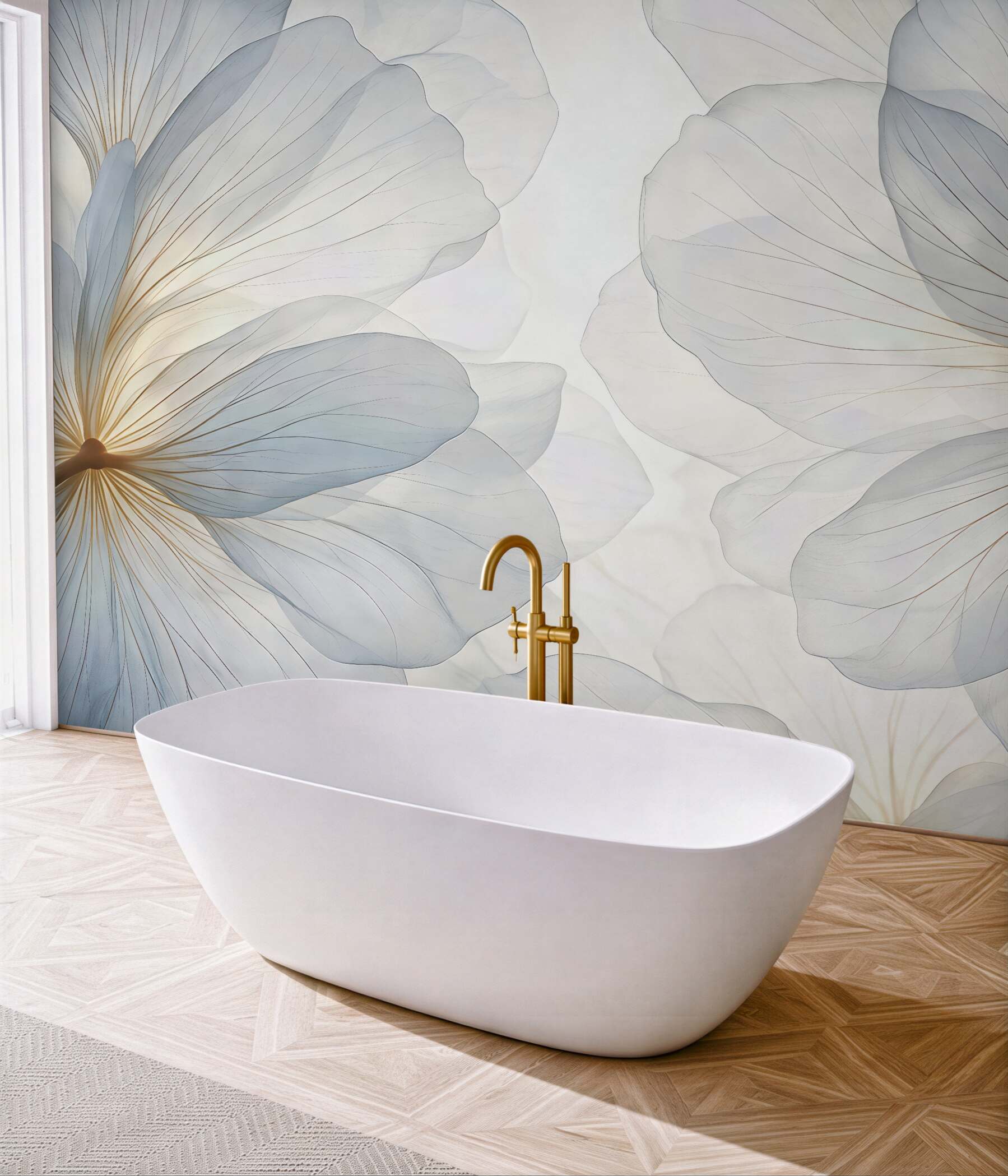 Fototapeta delikatne prześwitujące kwiaty pastelowe