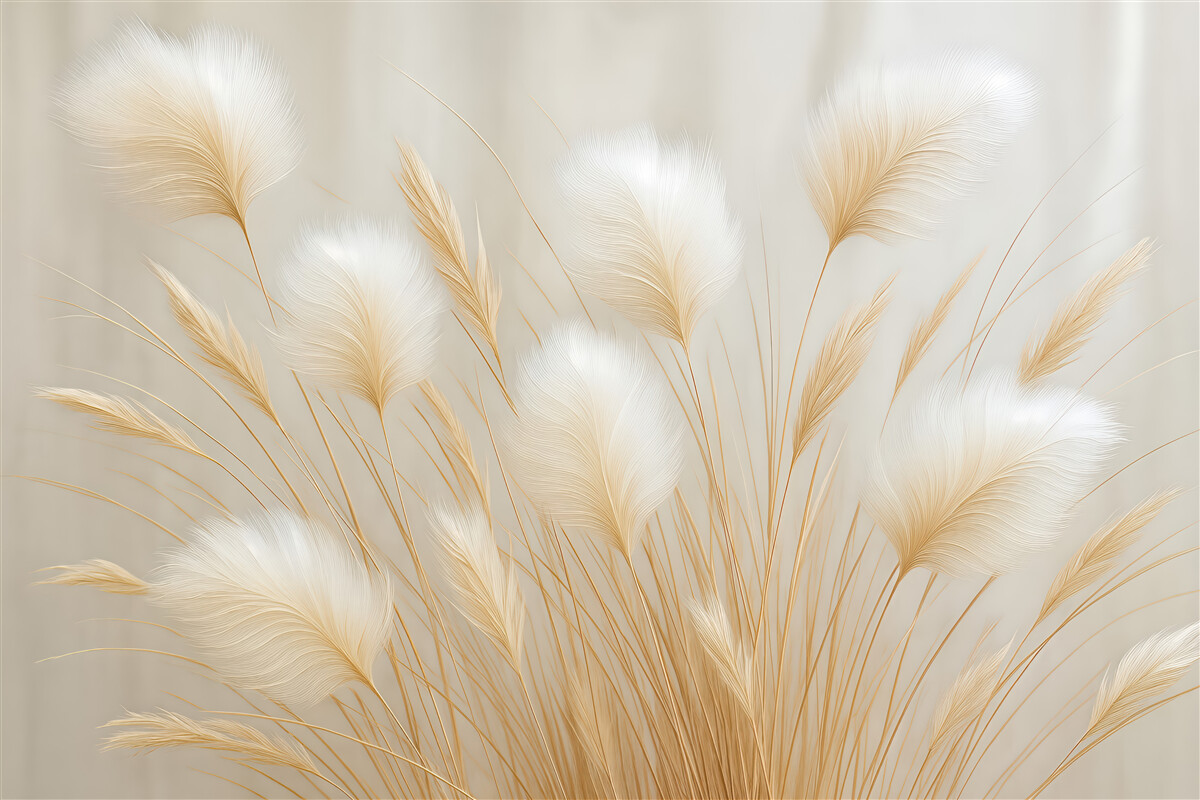 Fototapeta delikatne trawy w beżowej harmonii