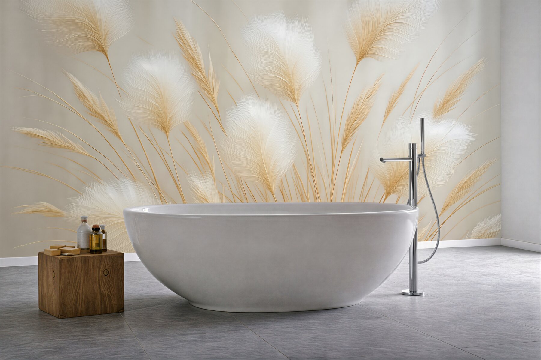 Fototapeta delikatne trawy w beżowej harmonii