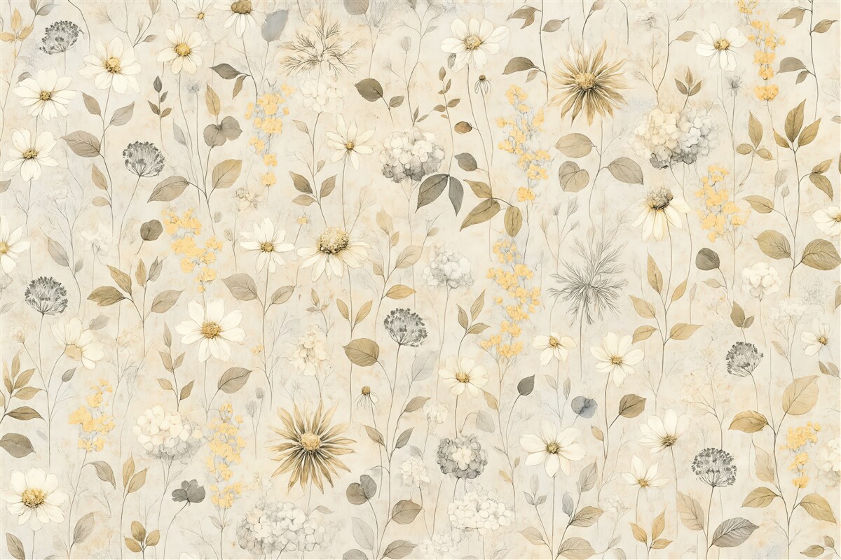 Fototapeta romantyczna łąka w kremowych odcieniach