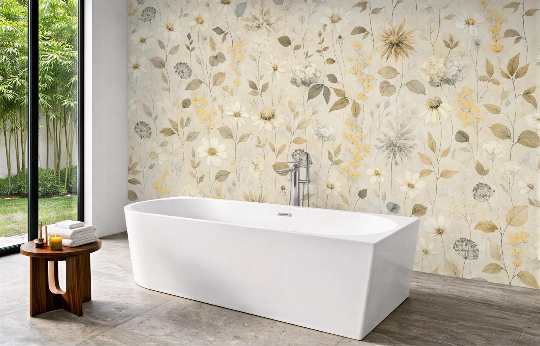 Fototapeta romantyczna łąka w kremowych odcieniach