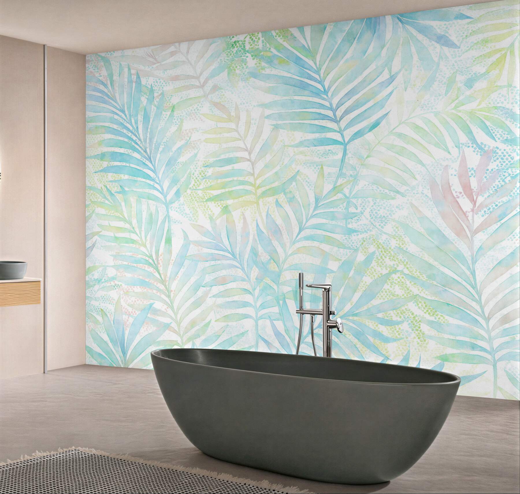 Fototapeta pastelowe liście tropikalne akwarela