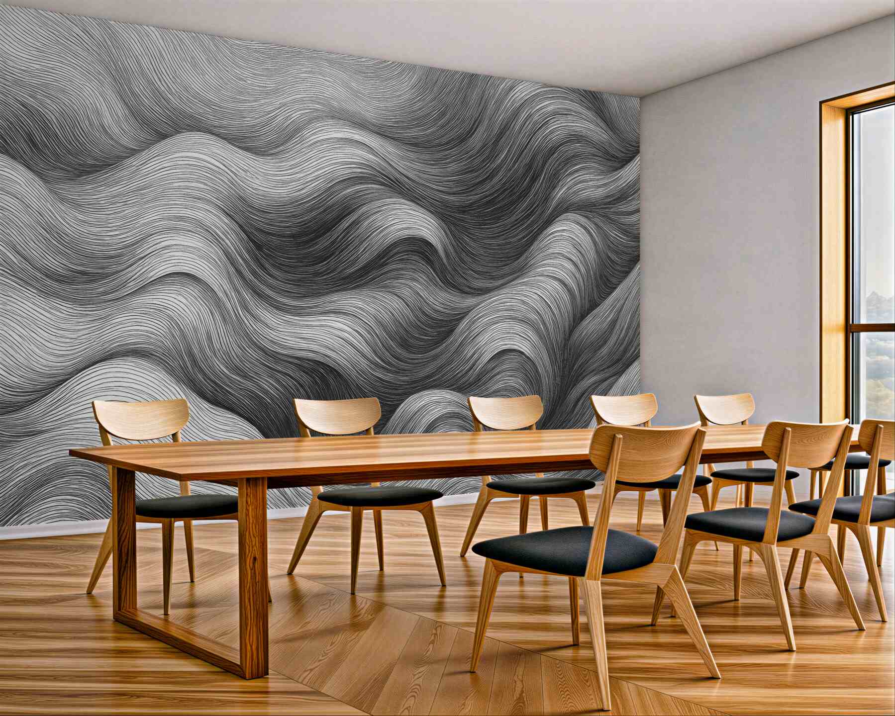 Fototapeta Zakrzywione monochromatyczne pasy i linie.