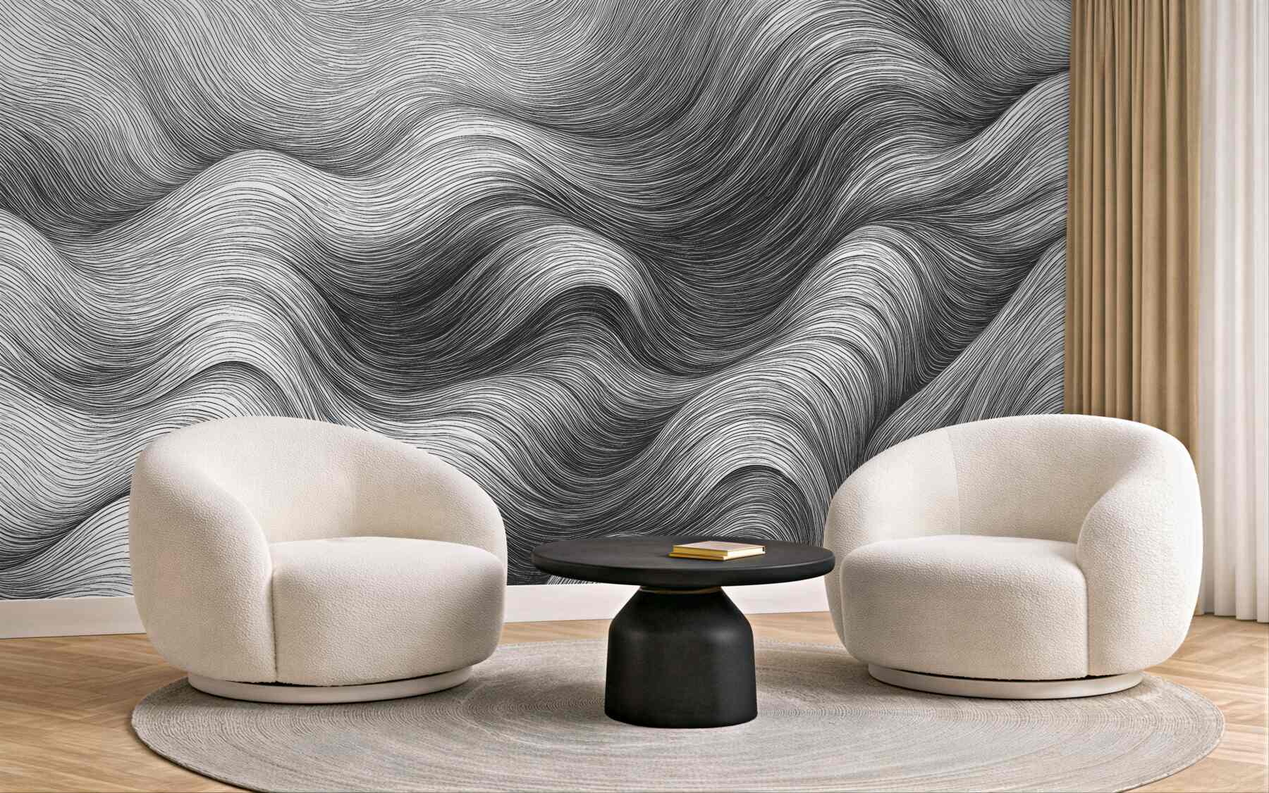 Fototapeta Zakrzywione monochromatyczne pasy i linie.