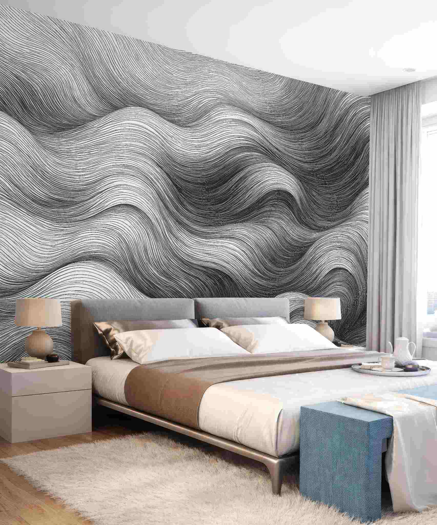 Fototapeta Zakrzywione monochromatyczne pasy i linie.