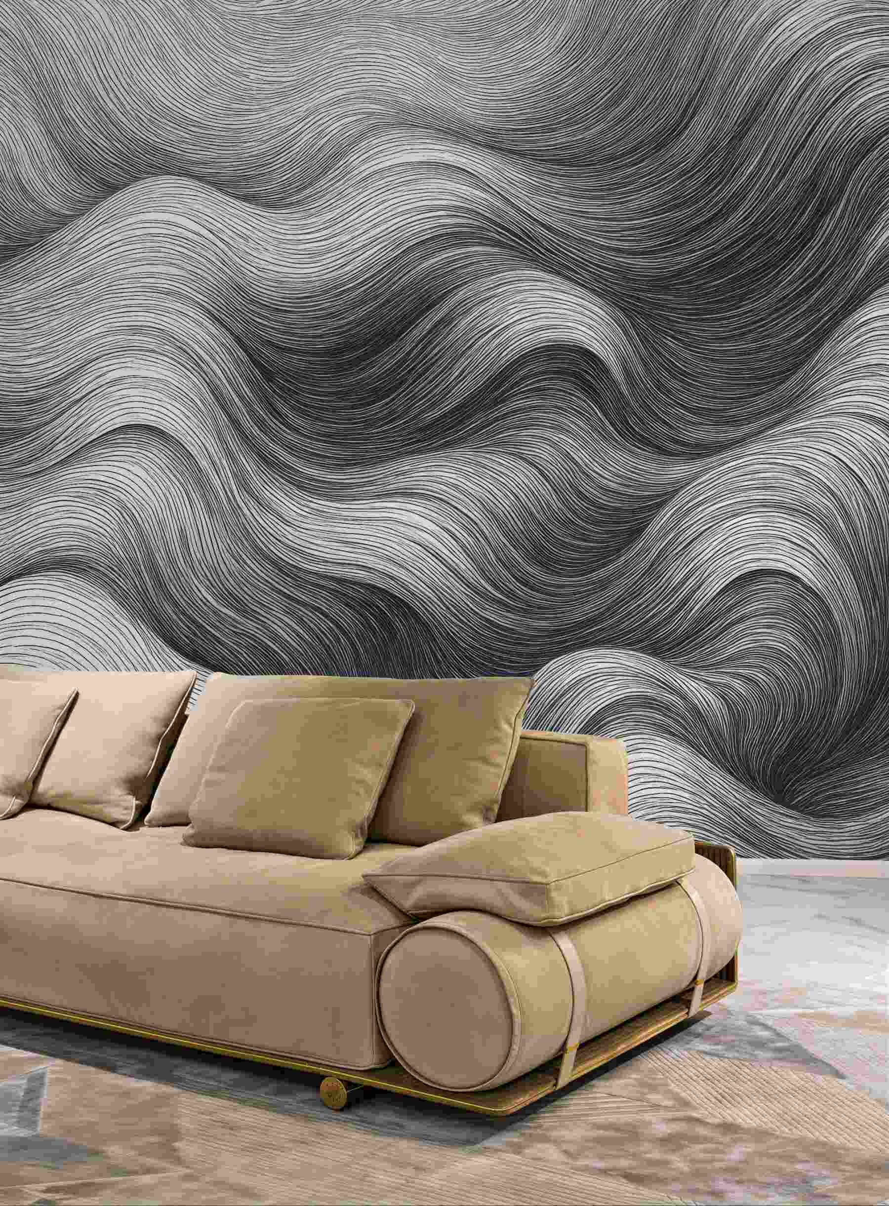 Fototapeta Zakrzywione monochromatyczne pasy i linie.