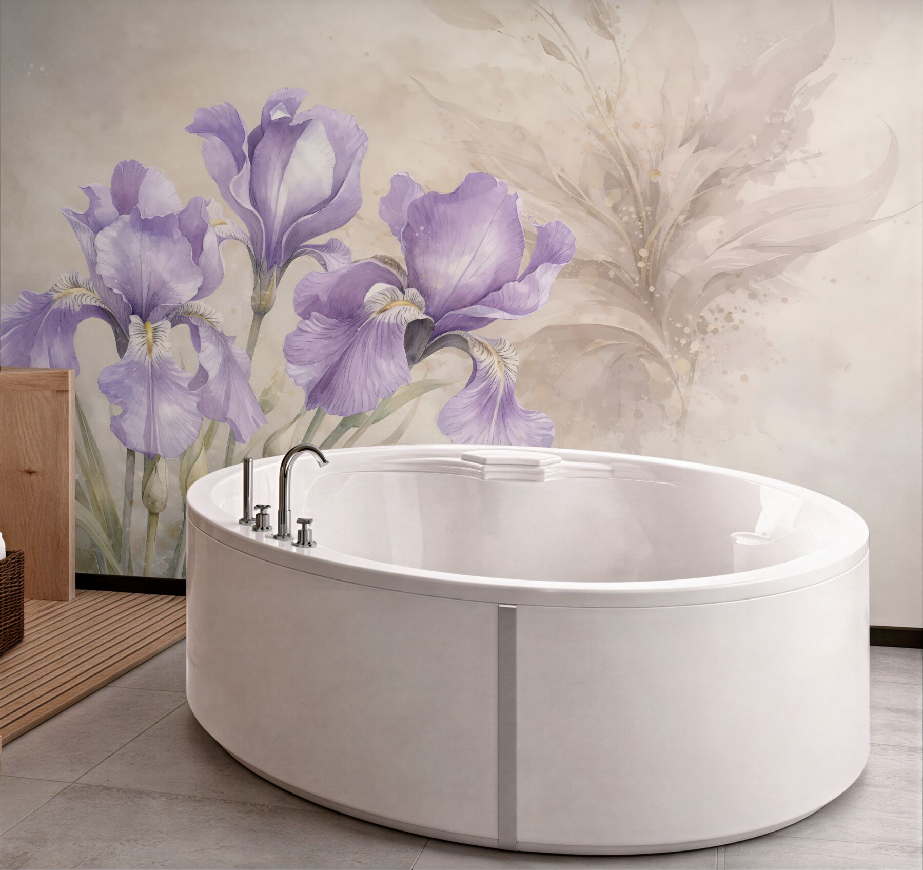 Fototapeta lawendowe irysy w eterycznej akwareli