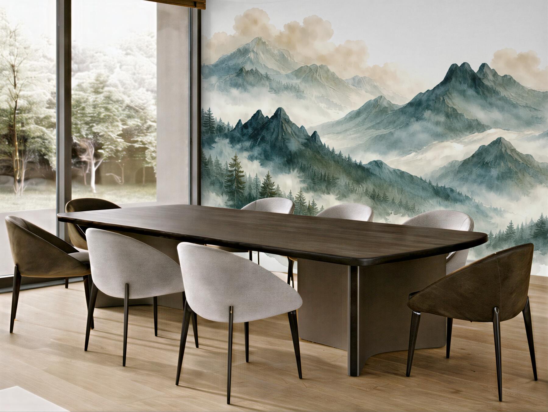 Fototapeta Akwarela gór w odcieniach niebieskich.