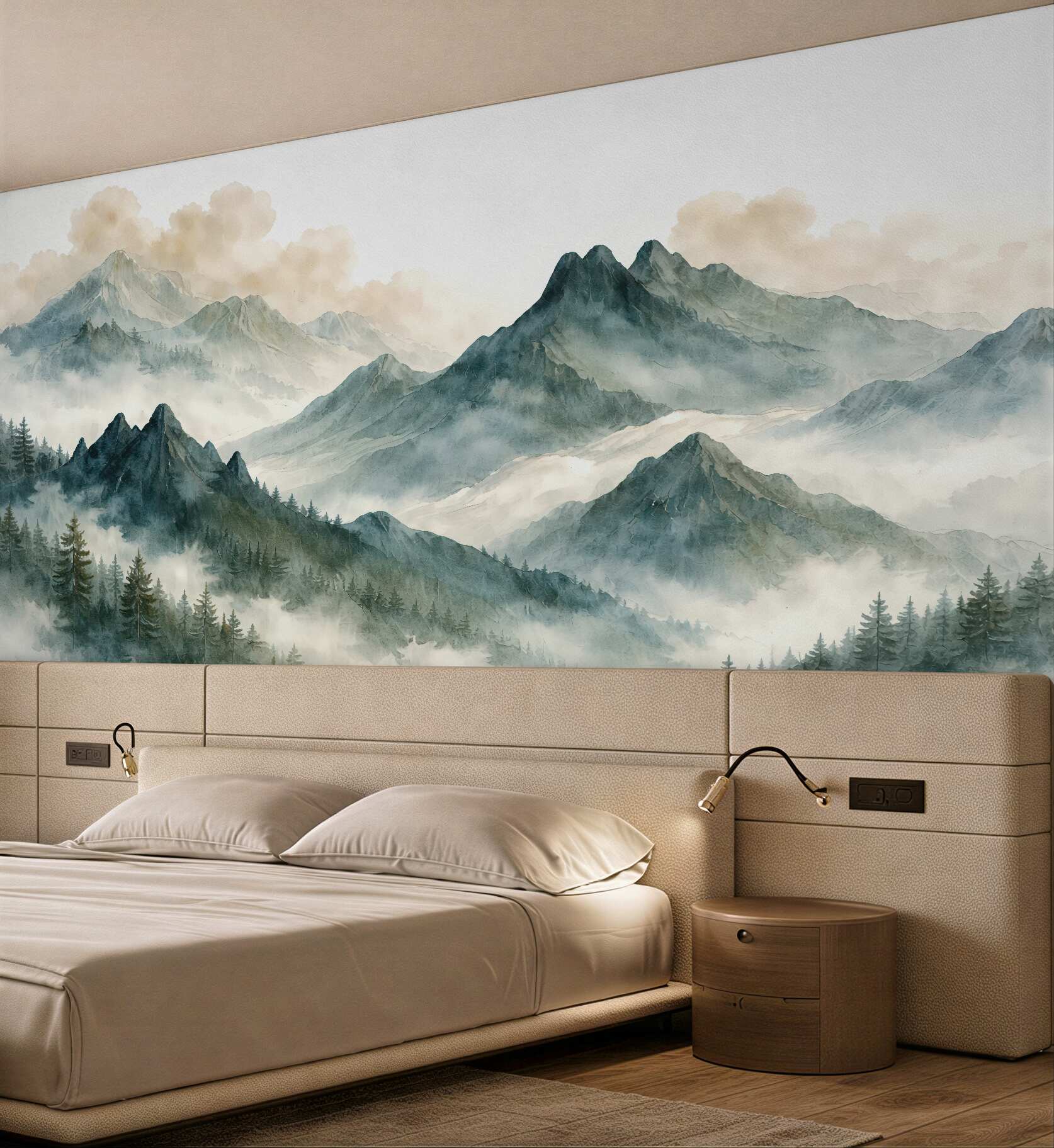 Fototapeta Akwarela gór w odcieniach niebieskich.