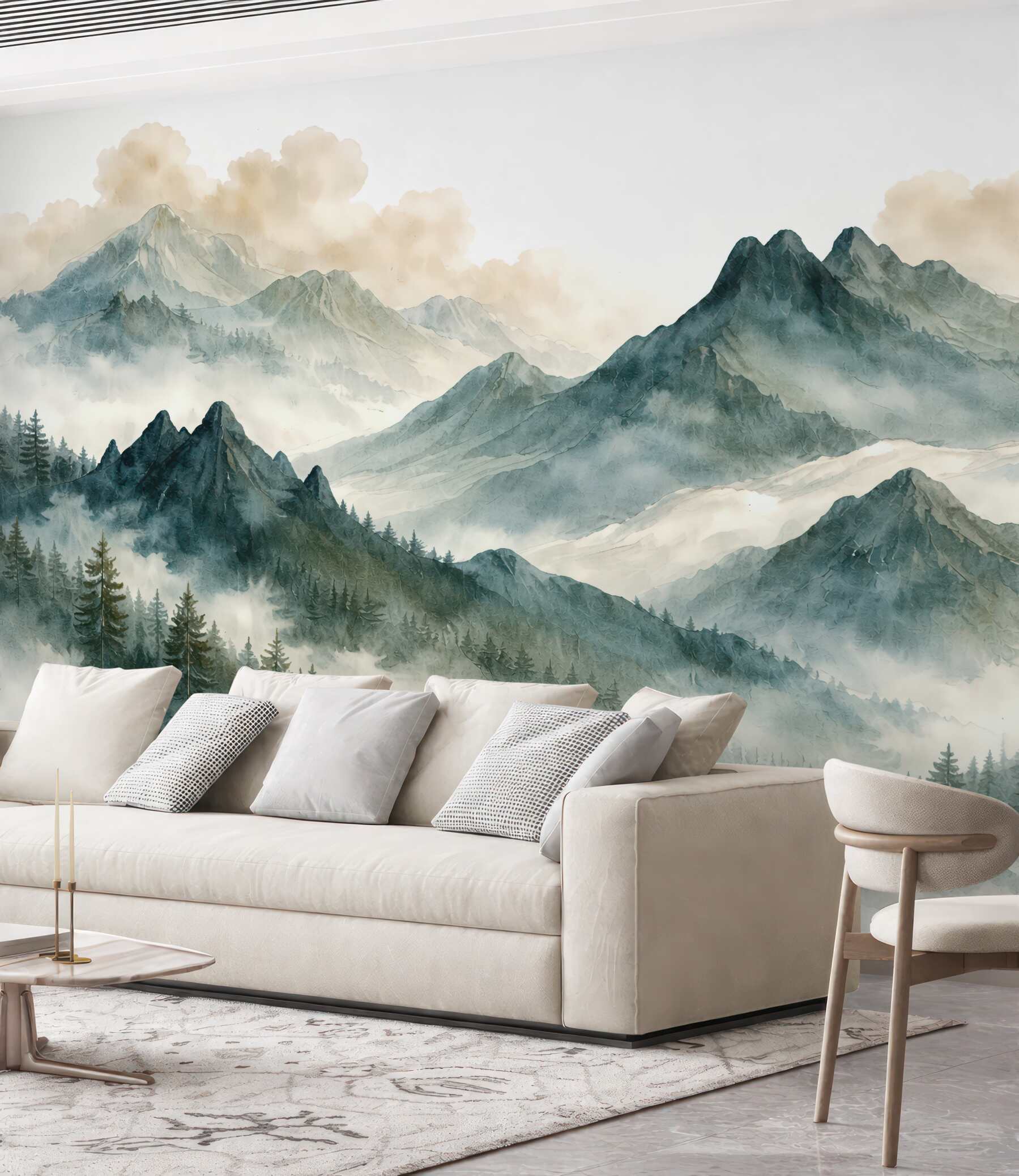 Fototapeta Akwarela gór w odcieniach niebieskich.