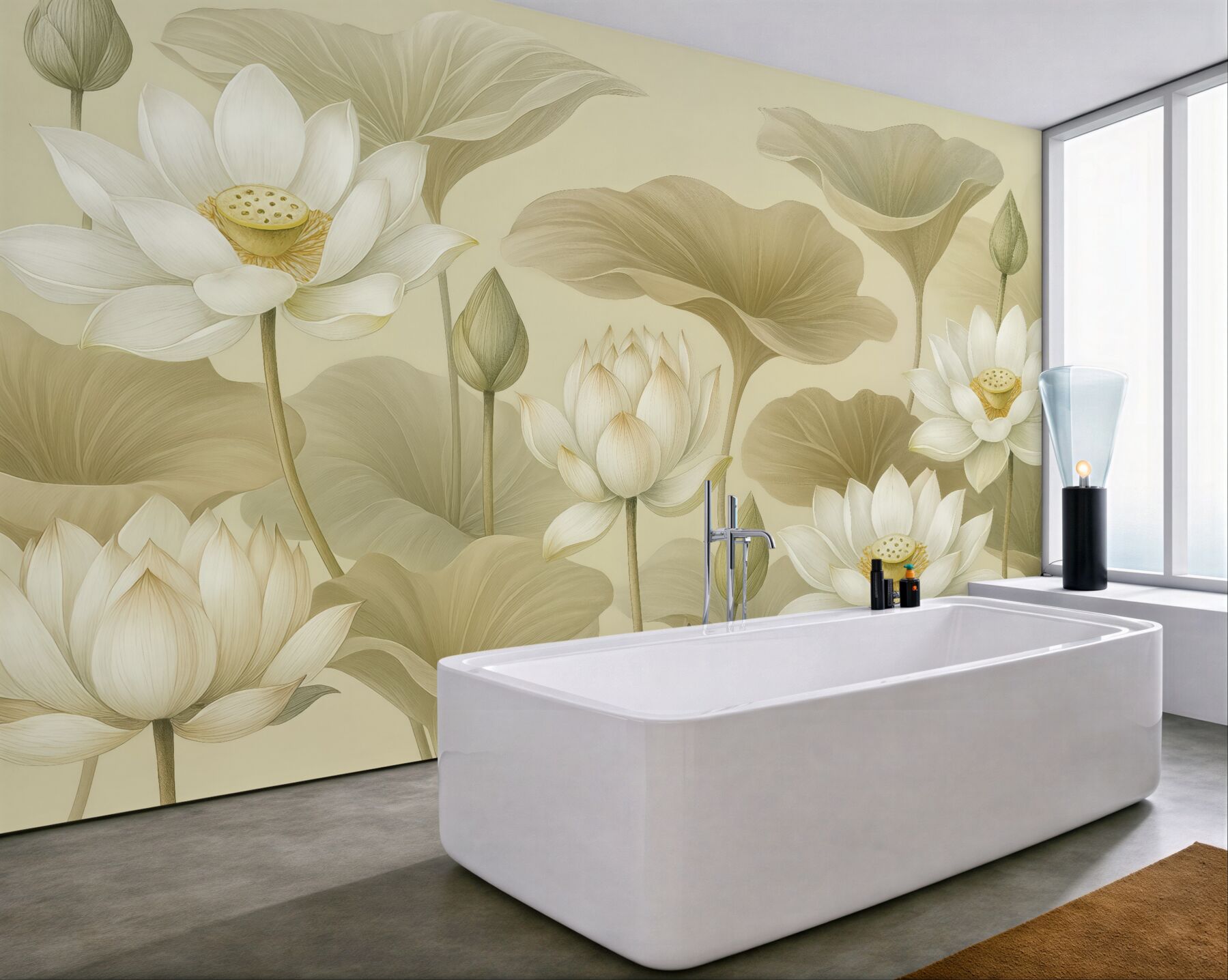 Fototapeta kremowe lotosy w subtelnej harmonii