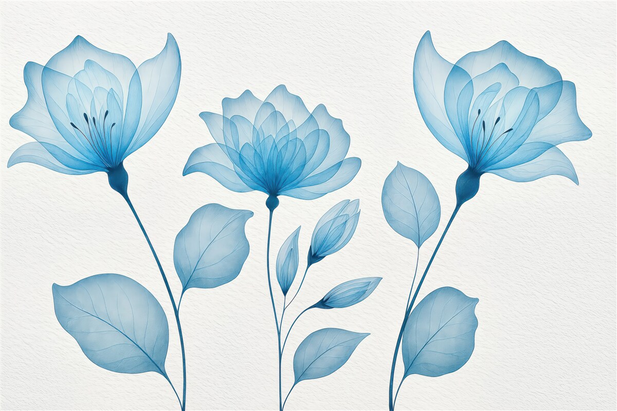 Fototapeta błękitne transparentne kwiaty w delikatności