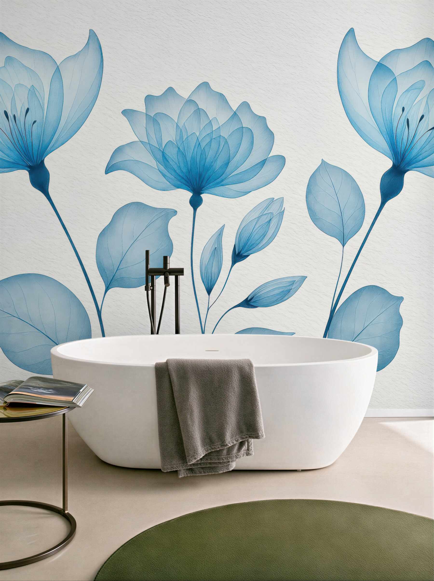 Fototapeta błękitne transparentne kwiaty w delikatności