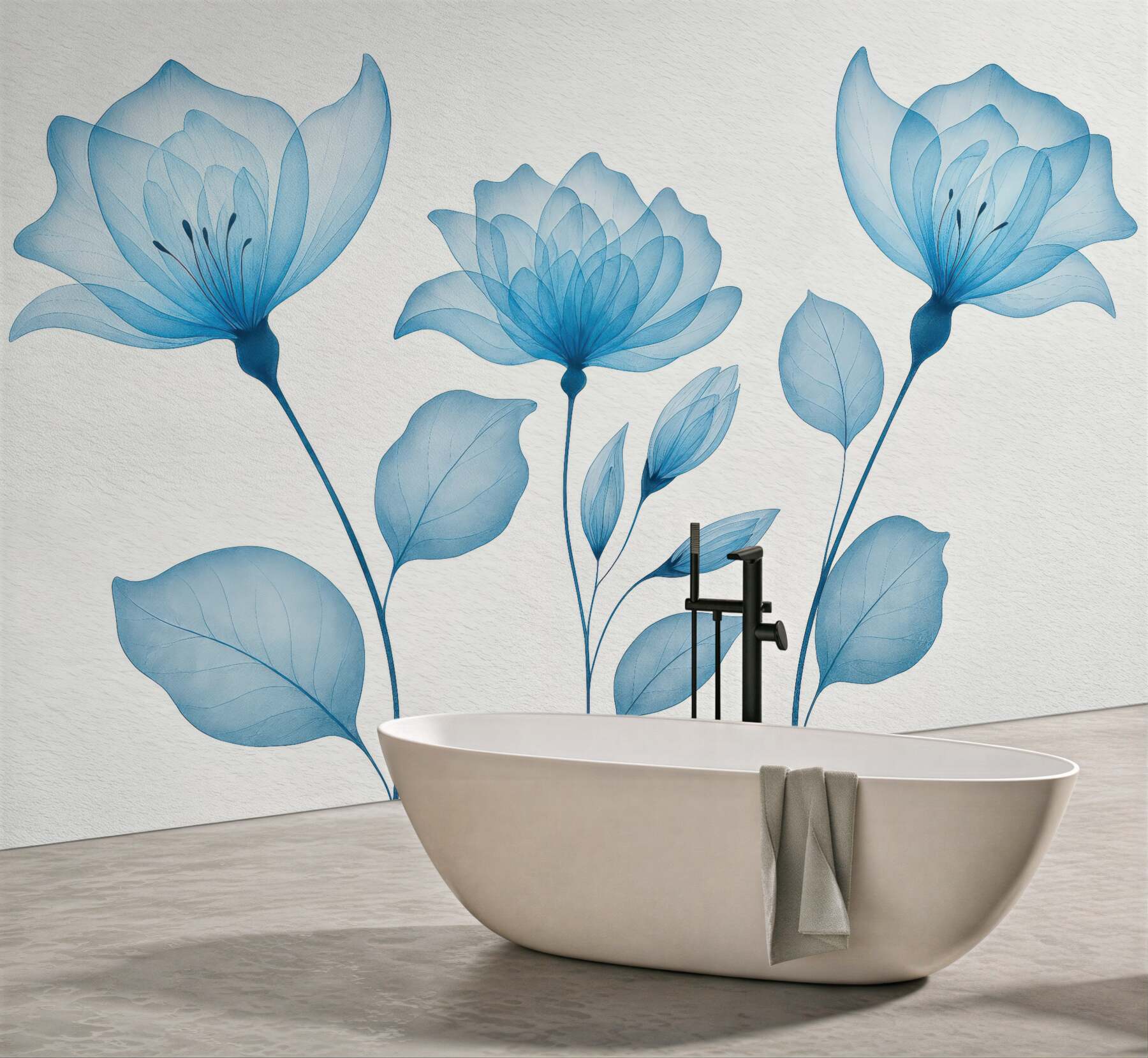 Fototapeta błękitne transparentne kwiaty w delikatności