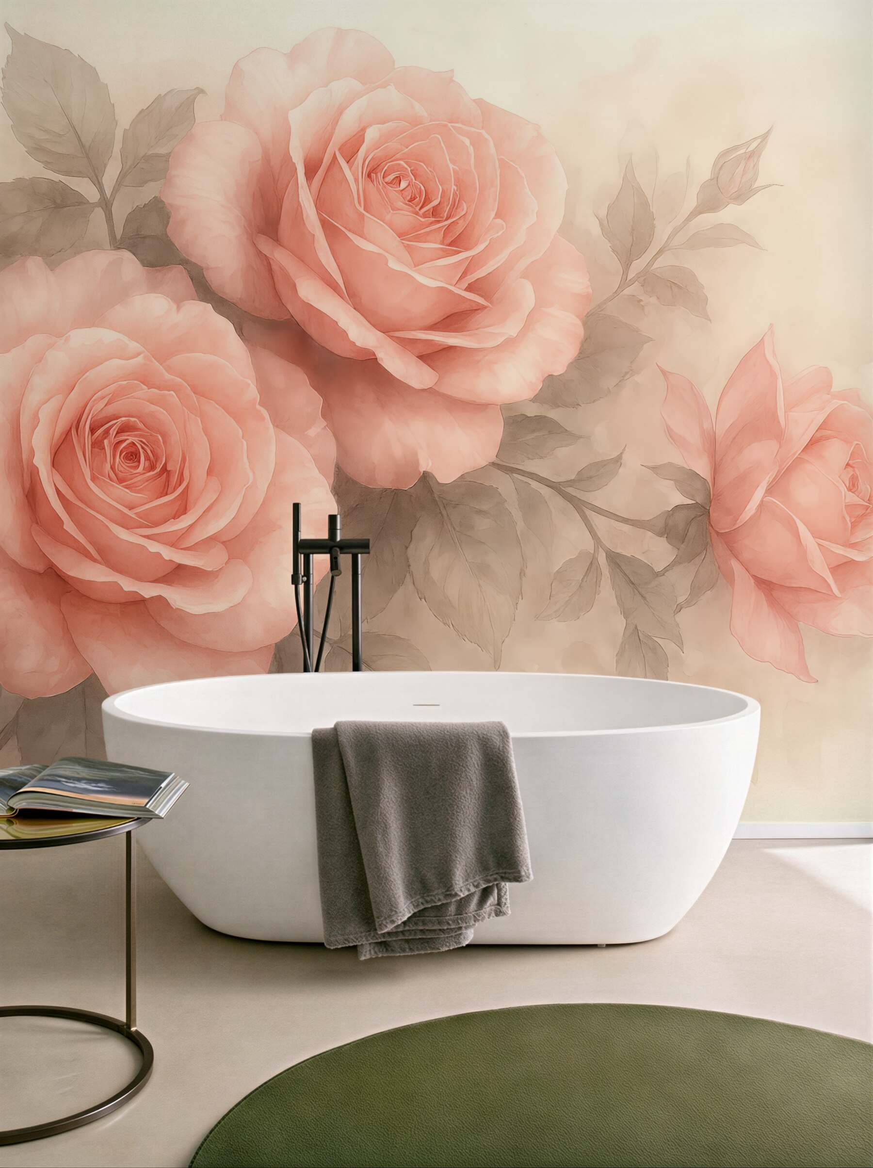 Fototapeta pudrowe róże w romantycznej mgle