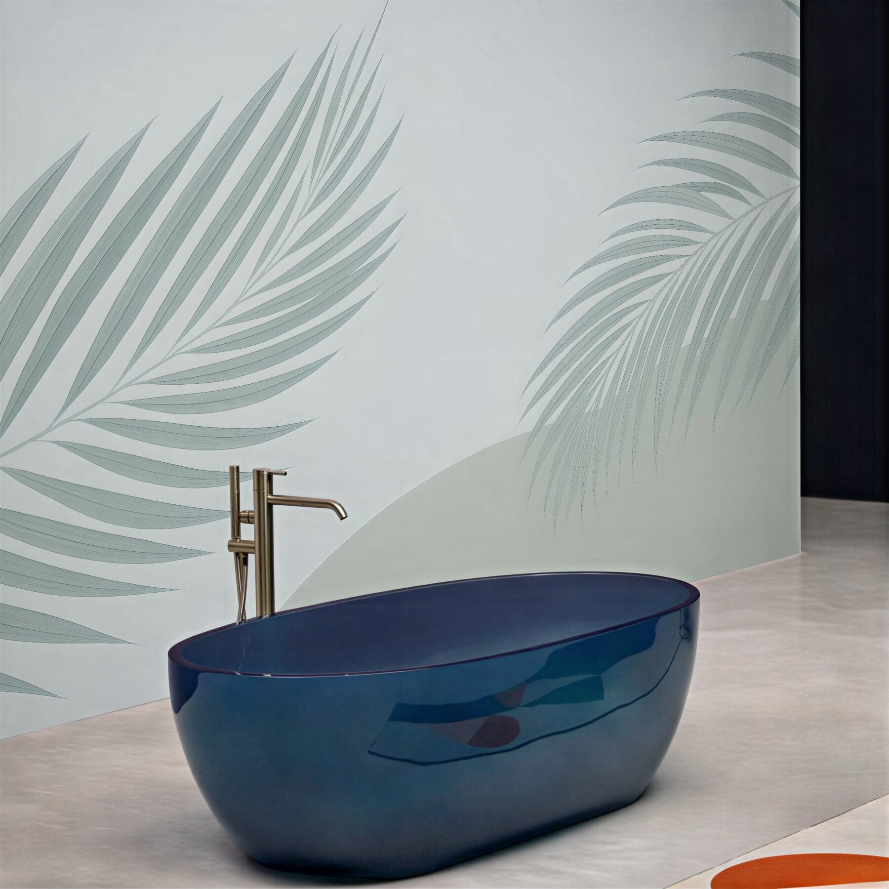 Fototapeta delikatne liście palmowe w błękicie