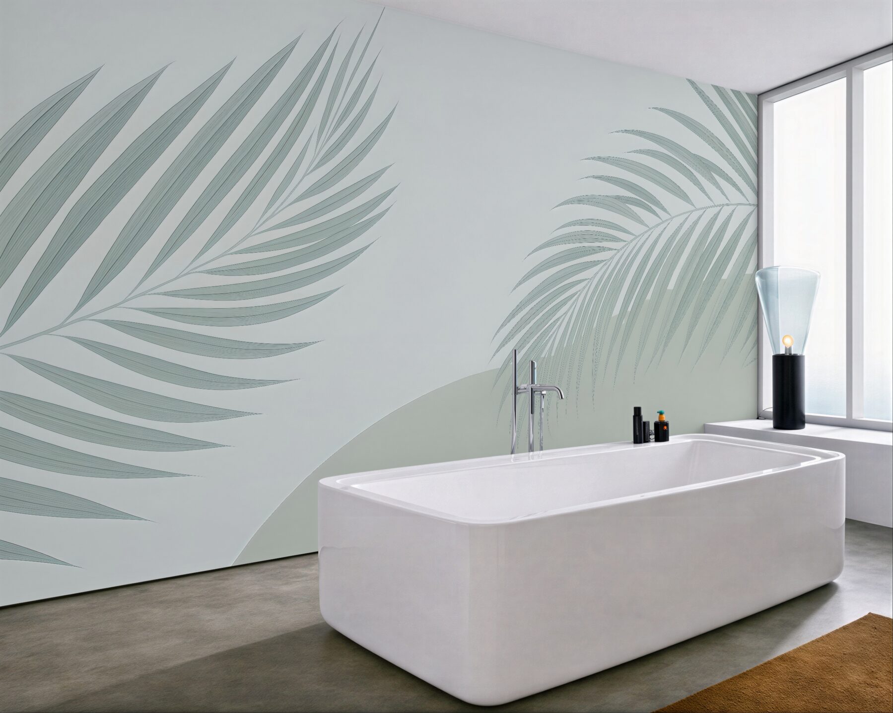 Fototapeta delikatne liście palmowe w błękicie