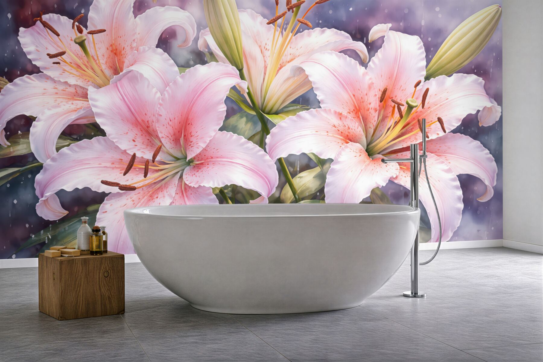 Fototapeta różowe lilie w romantycznej poświacie