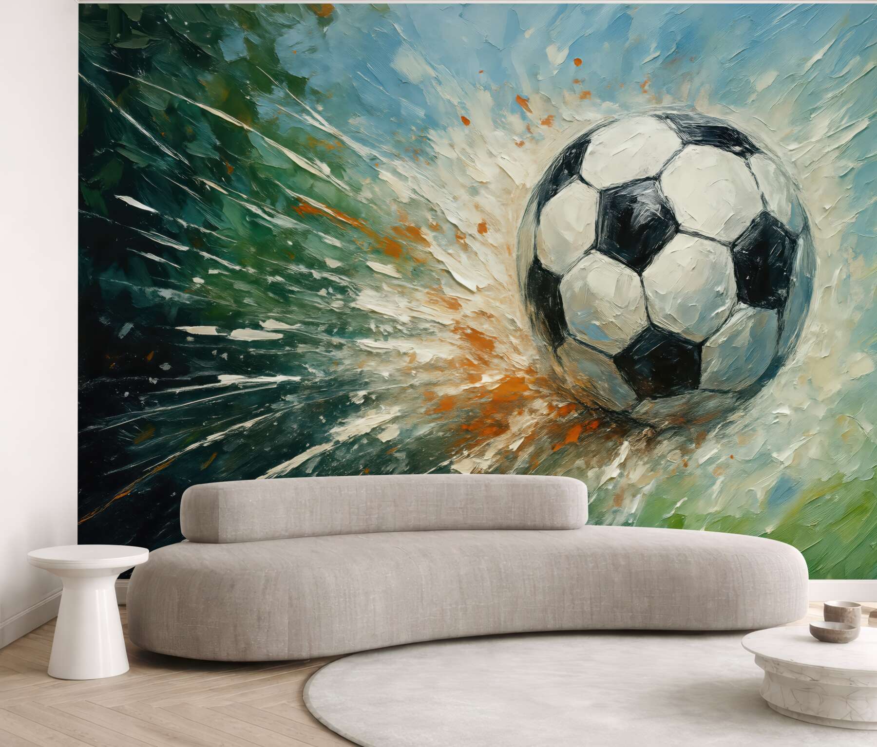 Fototapeta Piłka nożna unosząca się obraz olejny sztuka awangardowa.
