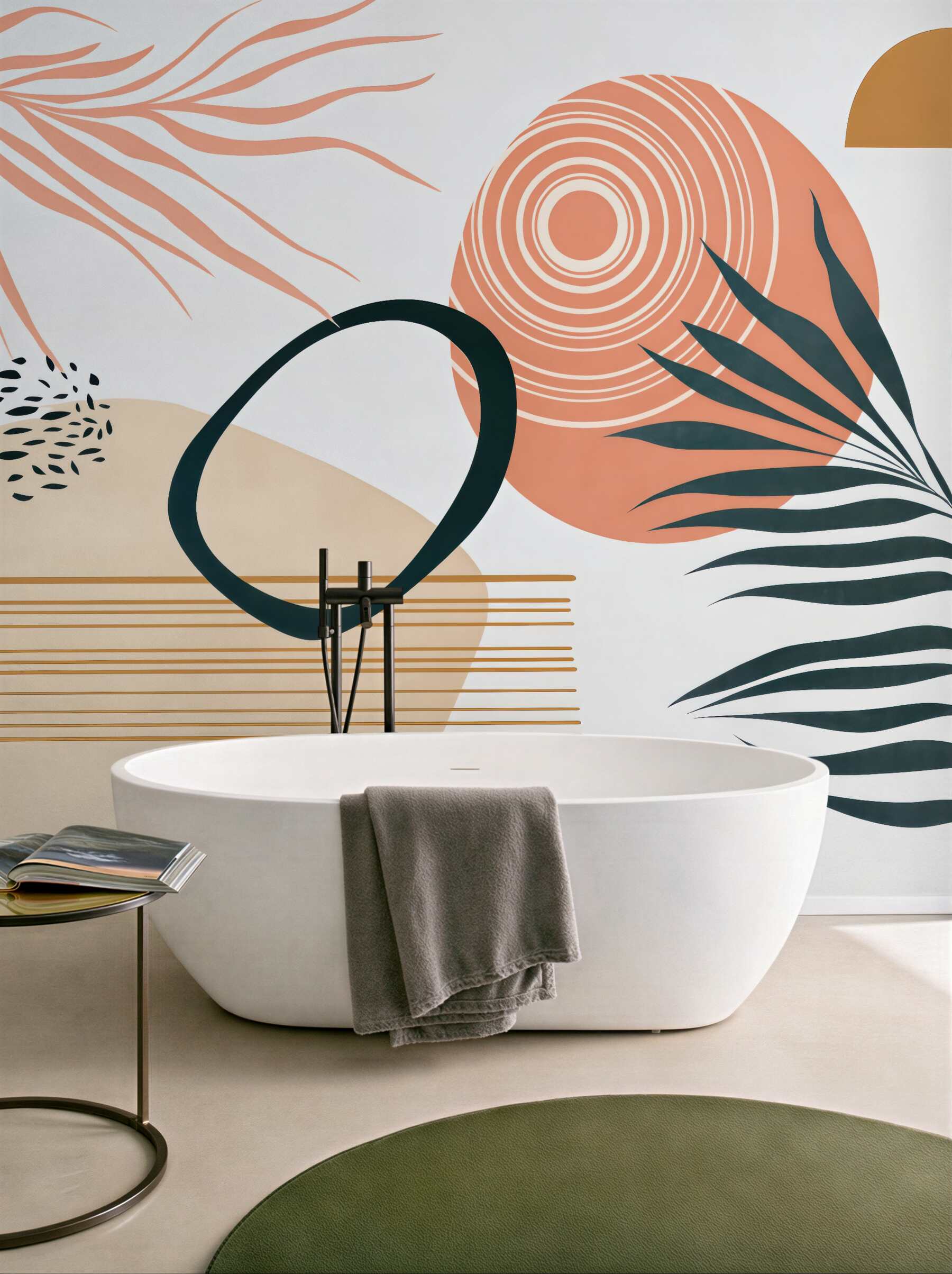 Fototapeta abstrakcyjne liście i pastelowe słońca