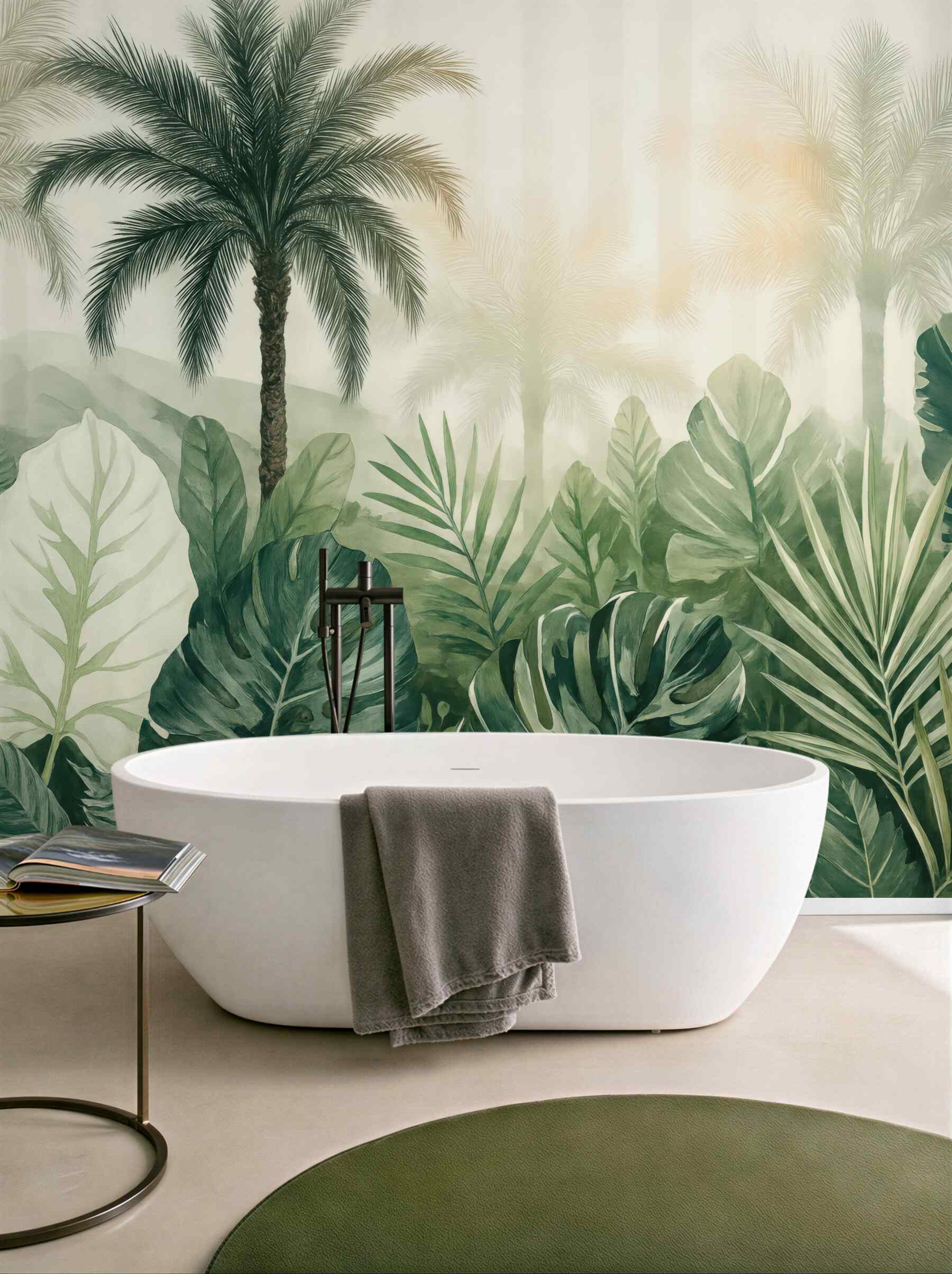 Fototapeta tropikalna dżungla w delikatnej zieleni