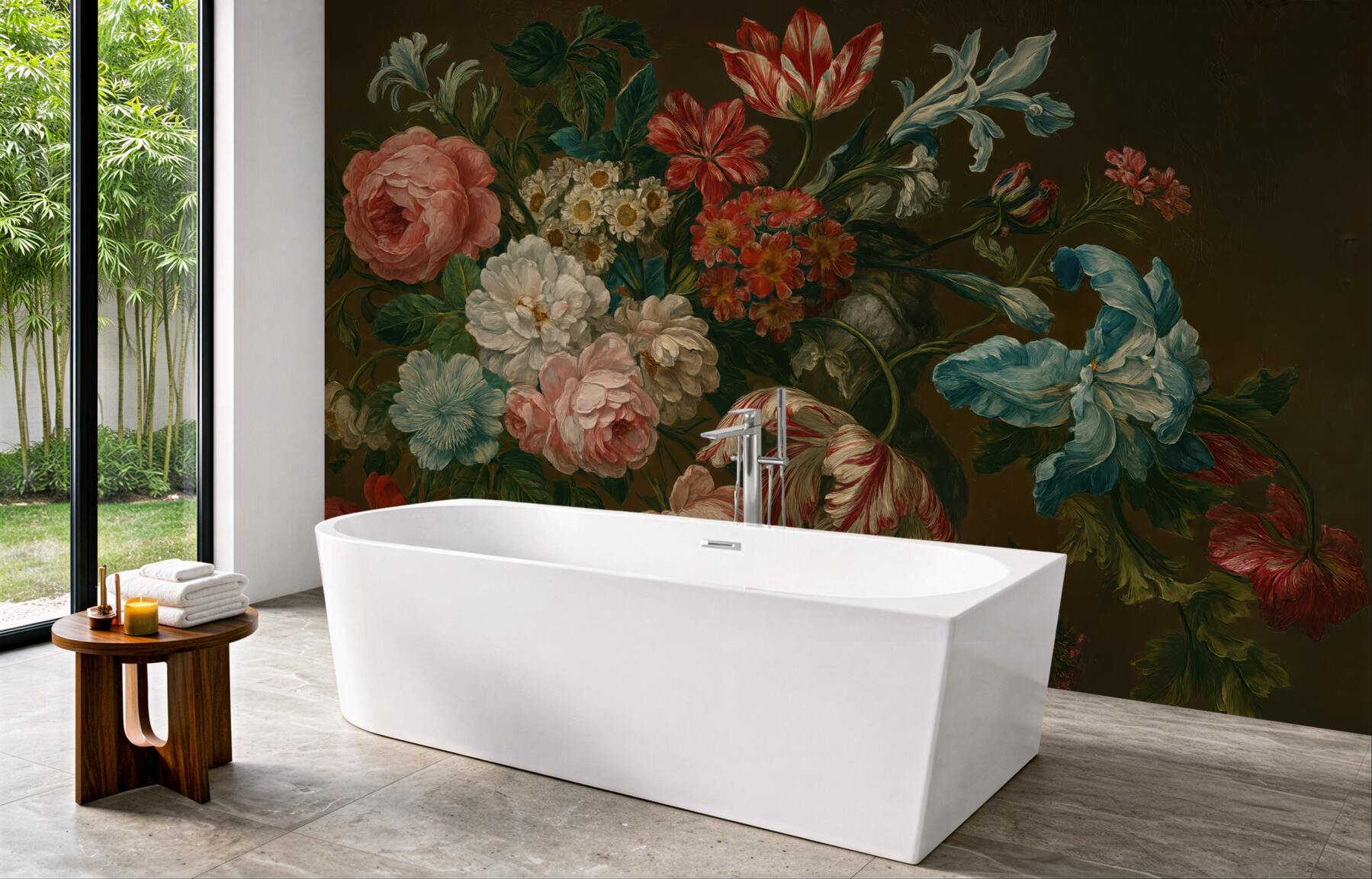 Fototapeta barokowy bukiet na ciemnym tle