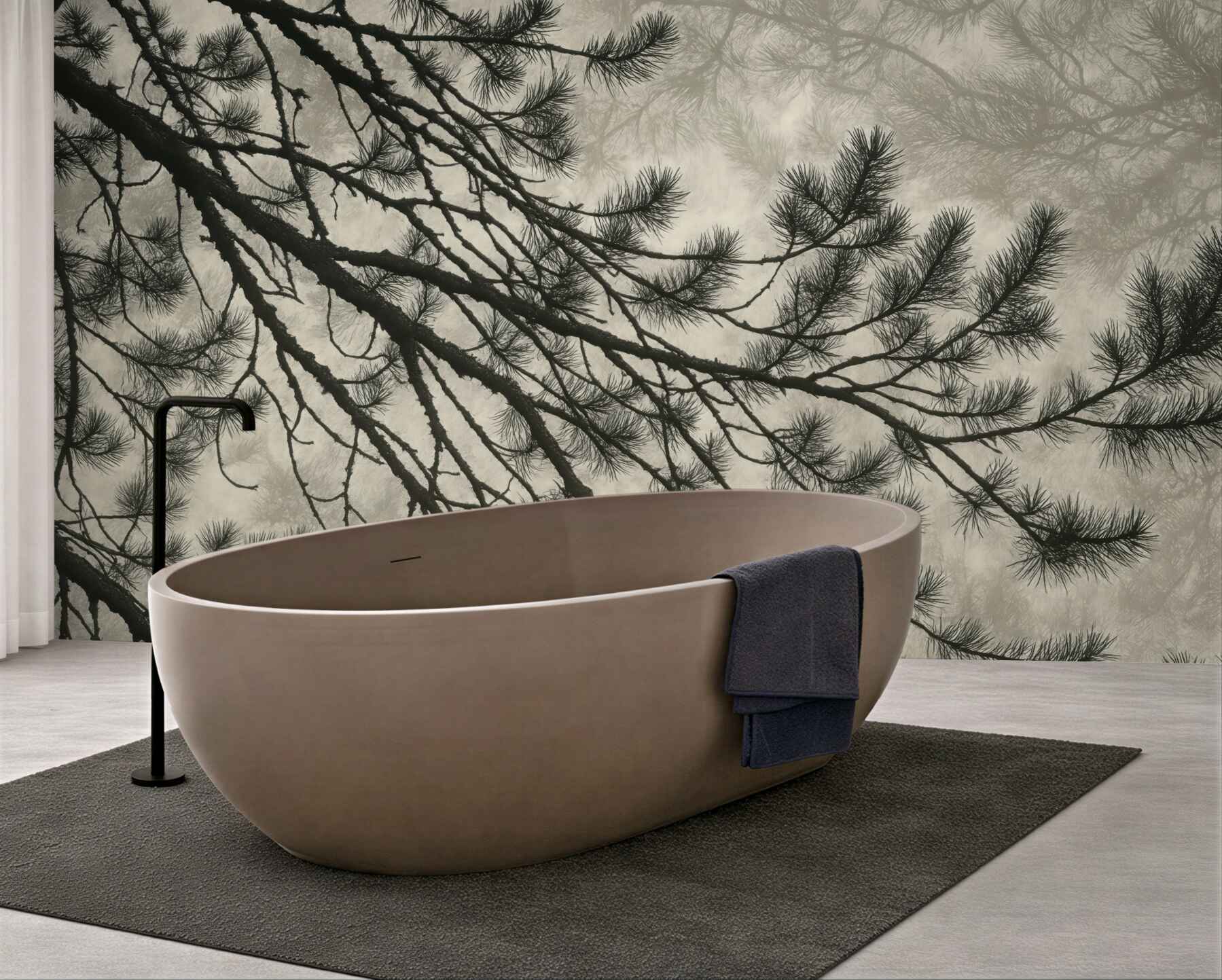 Fototapeta sosnowe gałęzie w leśnej mgle