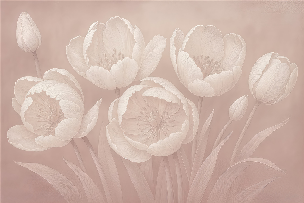 Fototapeta pudrowe tulipany w subtelnej elegancji