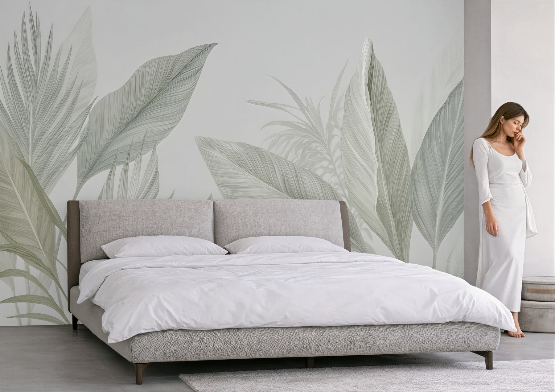 Fototapeta subtelne tropikalne liście w beżu