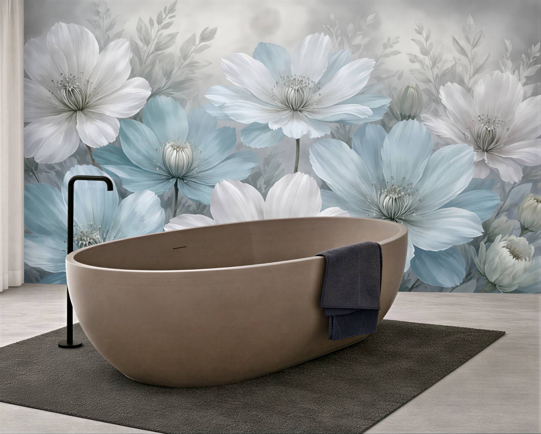 Fototapeta błękitne kwiaty w subtelnej mgiełce