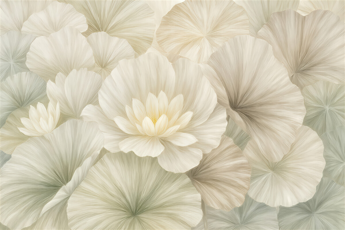 Fototapeta kremowe lilie wodne w subtelnej harmonii