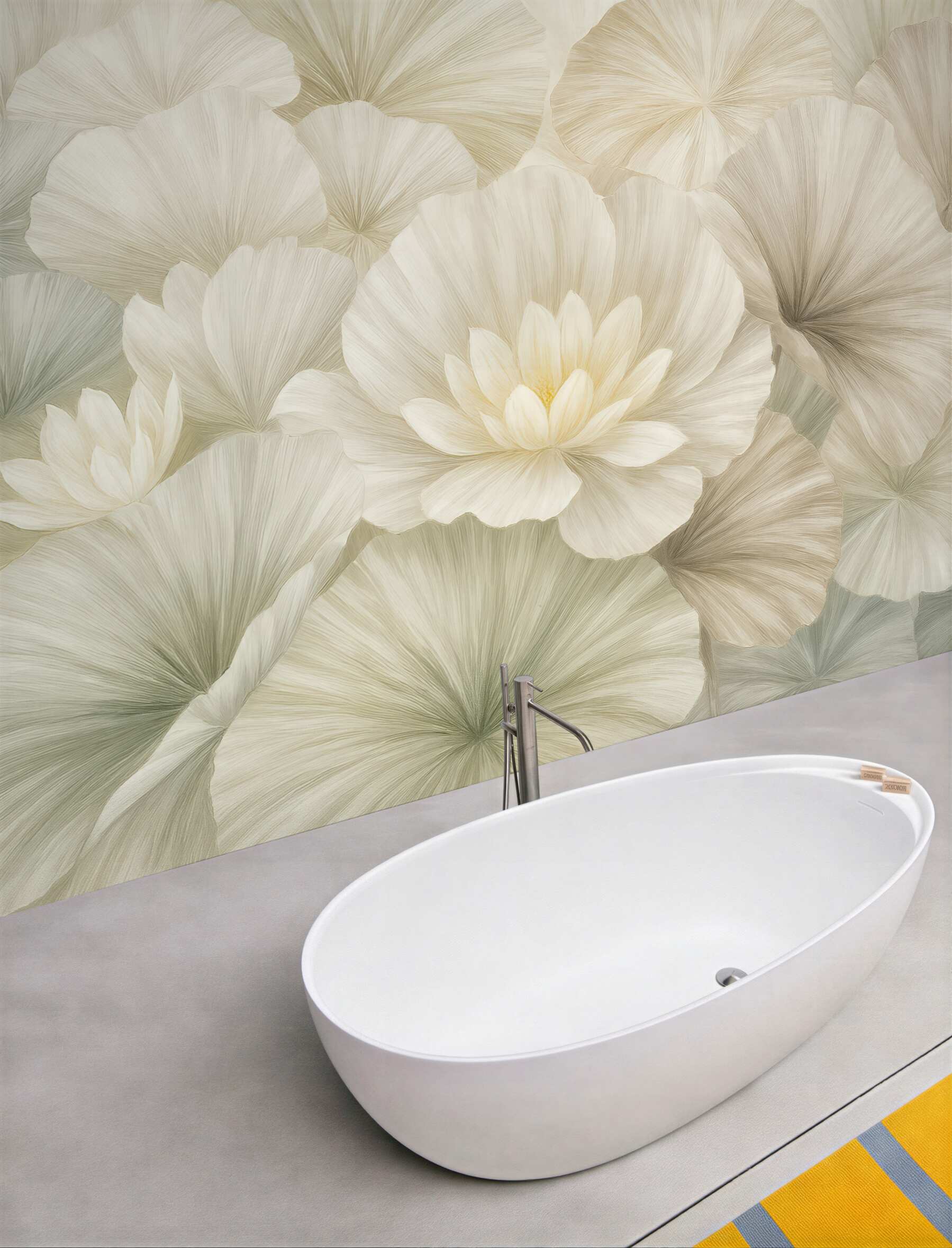 Fototapeta kremowe lilie wodne w subtelnej harmonii