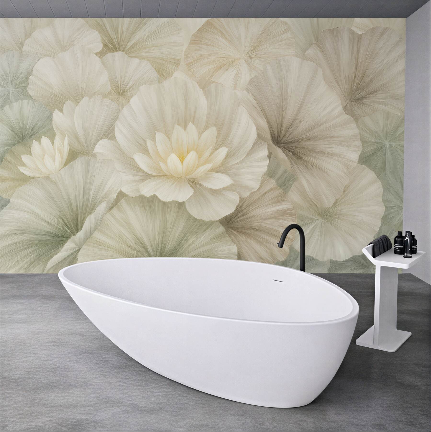 Fototapeta kremowe lilie wodne w subtelnej harmonii