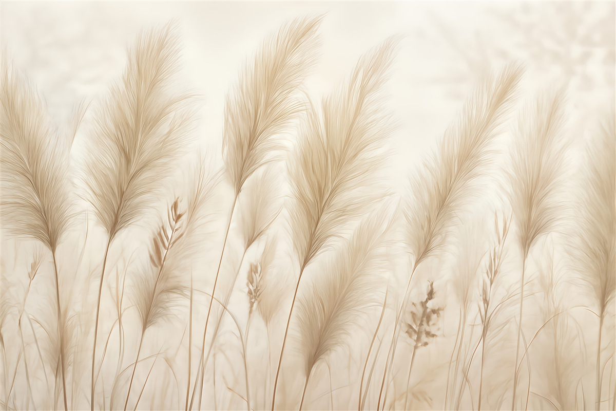Fototapeta beżowe trawy w delikatnym tańcu