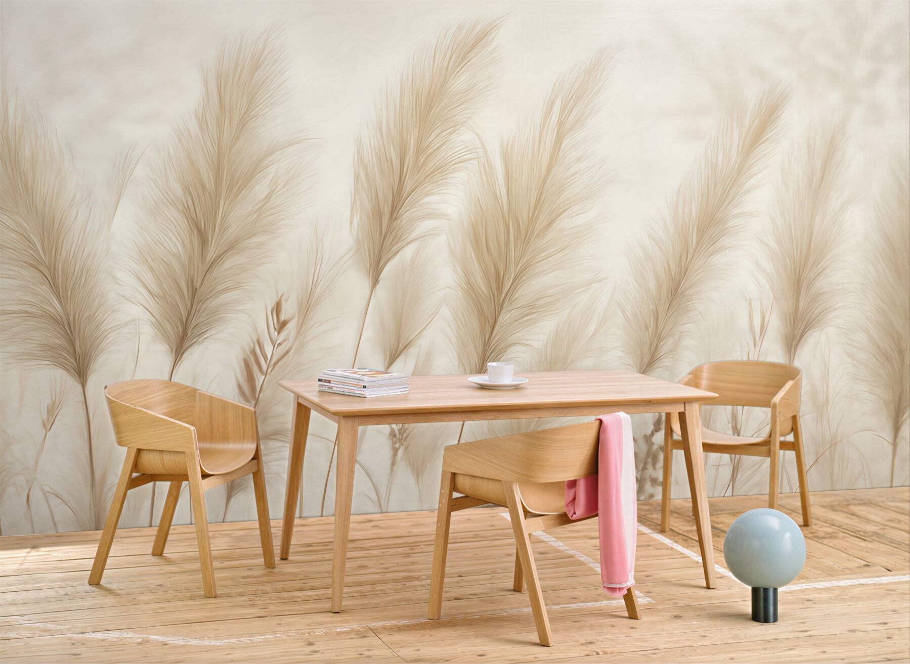 Fototapeta beżowe trawy w delikatnym tańcu