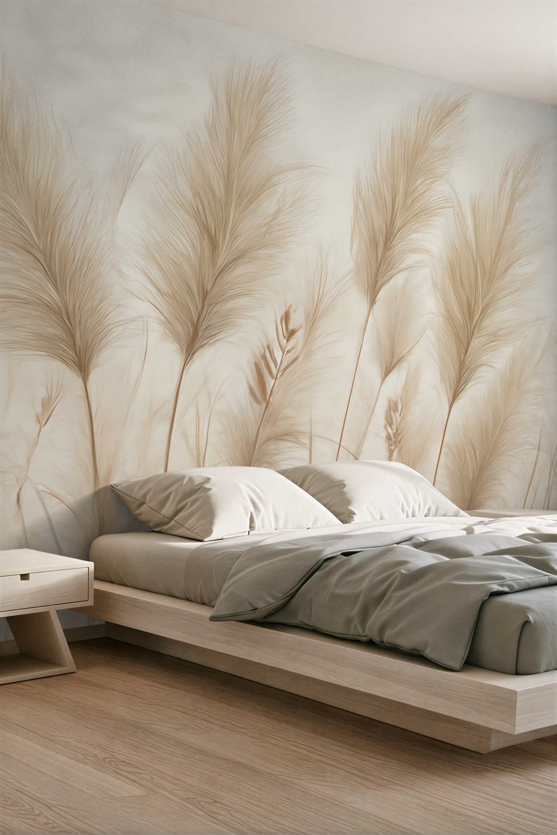 Fototapeta beżowe trawy w delikatnym tańcu