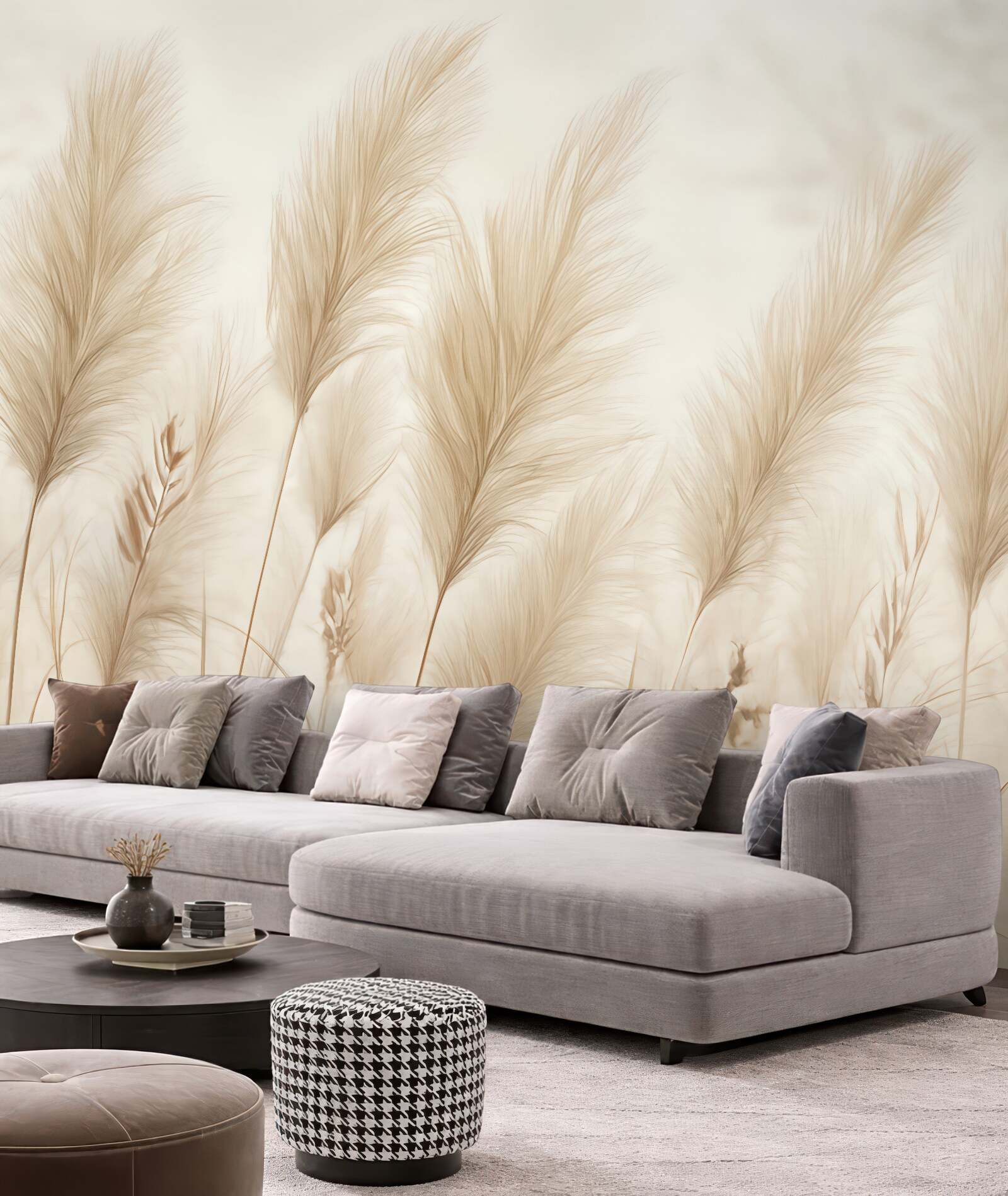 Fototapeta beżowe trawy w delikatnym tańcu