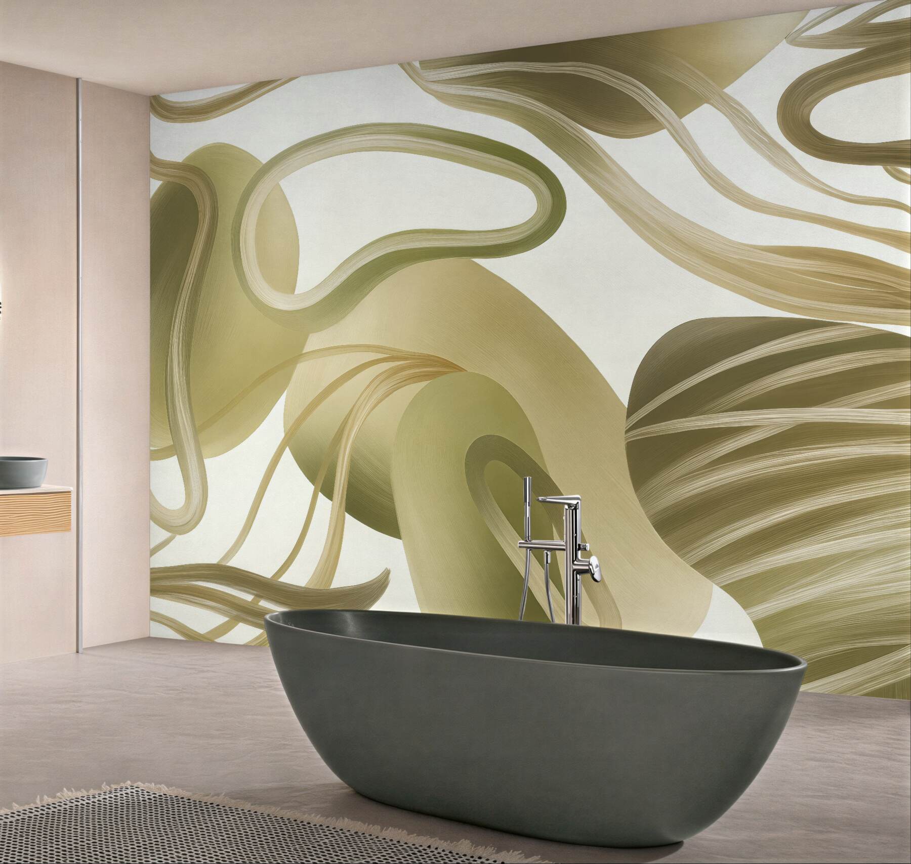 Fototapeta abstrakcyjne złoto oliwkowe linie flow