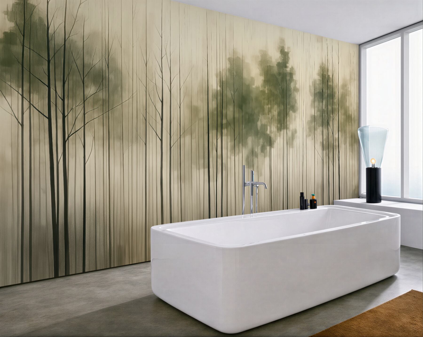 Fototapeta mglisty las w zieleni