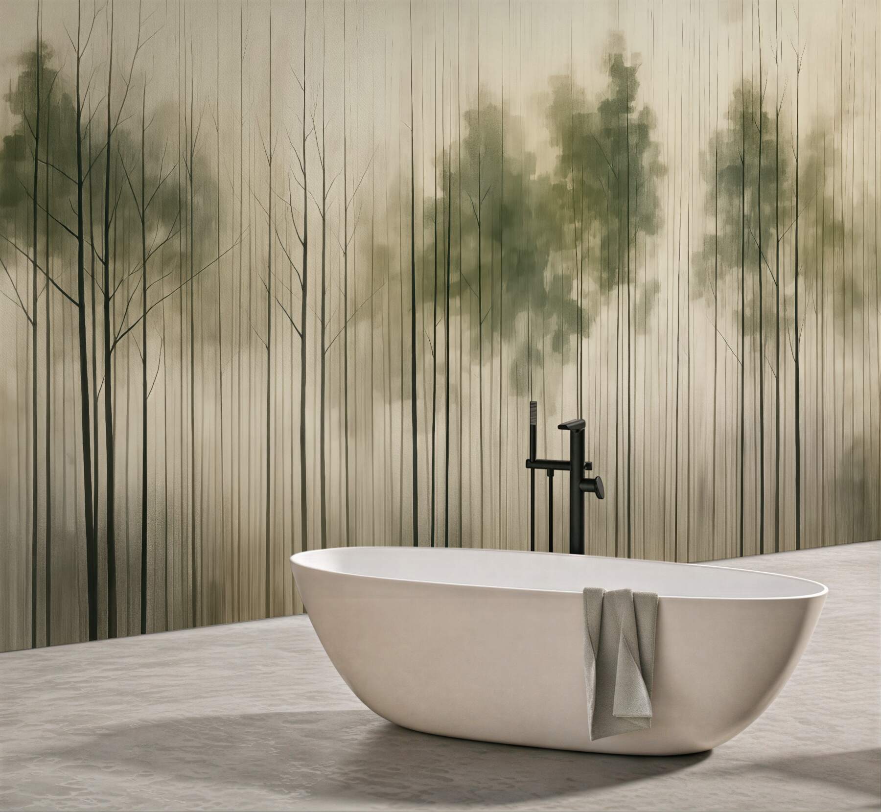 Fototapeta mglisty las w zieleni