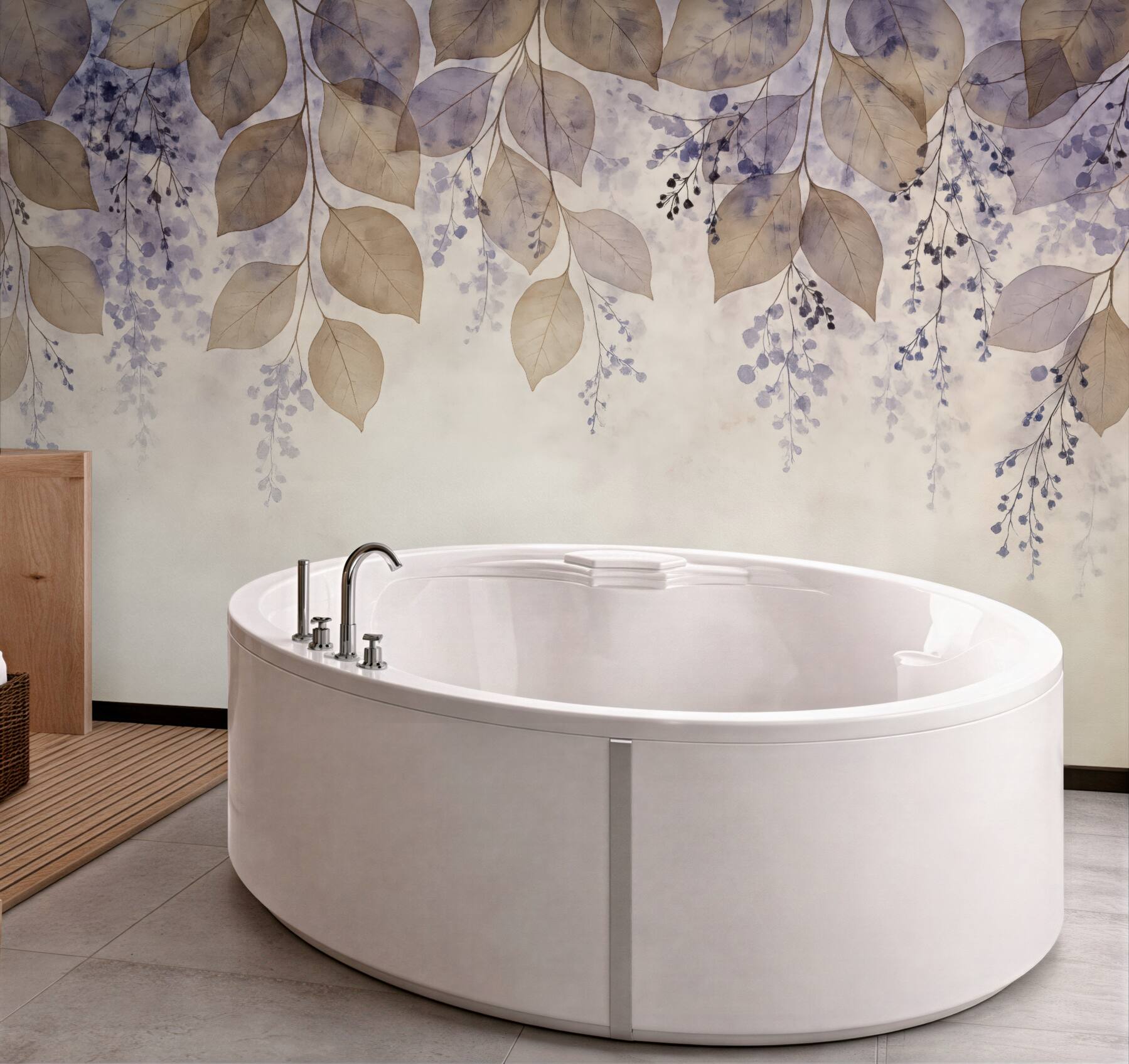 Fototapeta akwarelowe liście w lawendowej mgiełce