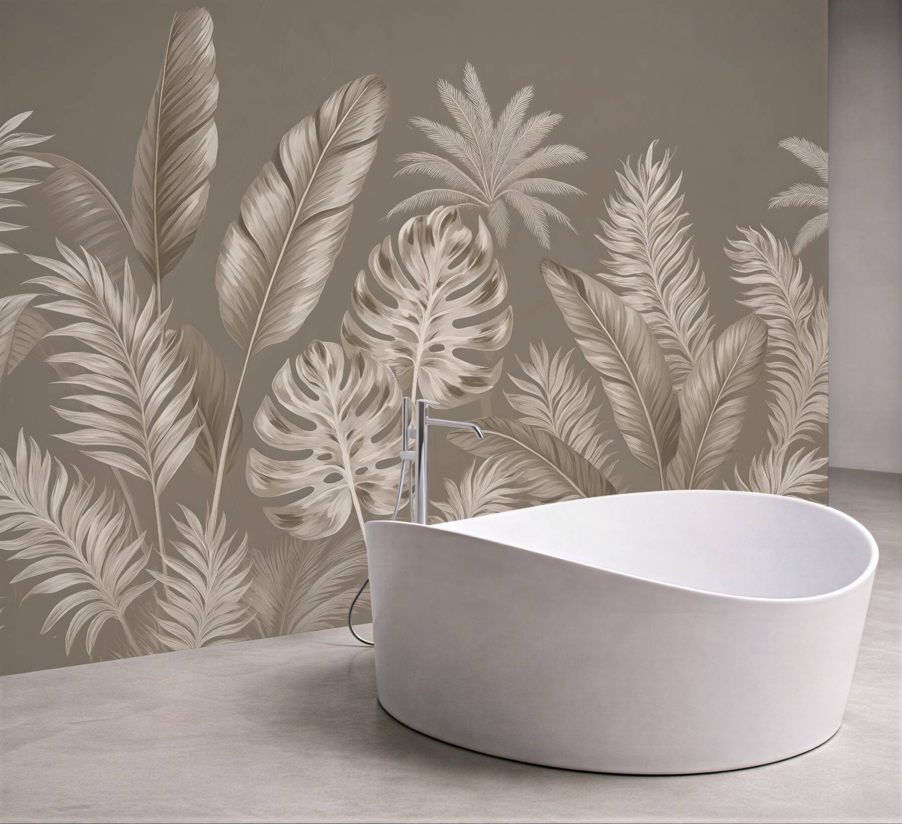 Fototapeta beżowe liście tropikalne w eleganckim stylu