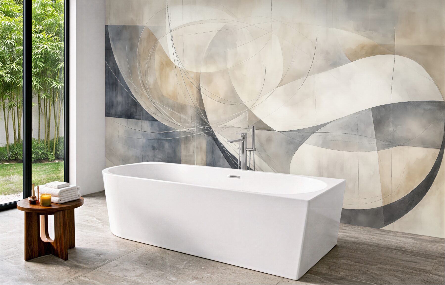 Fototapeta abstrakcyjna harmonia linii i beżu