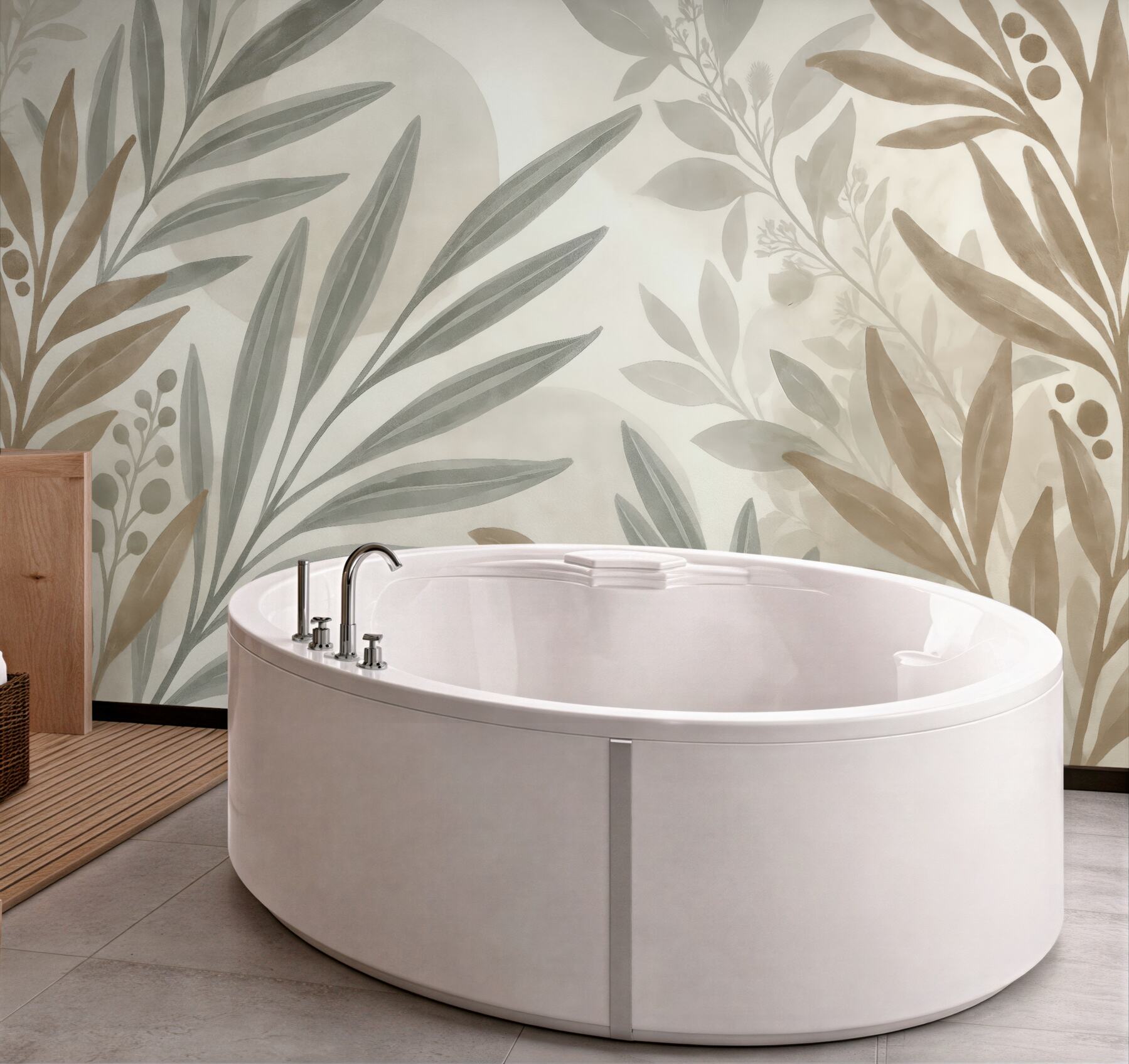 Fototapeta subtelne liście w beżowej akwareli