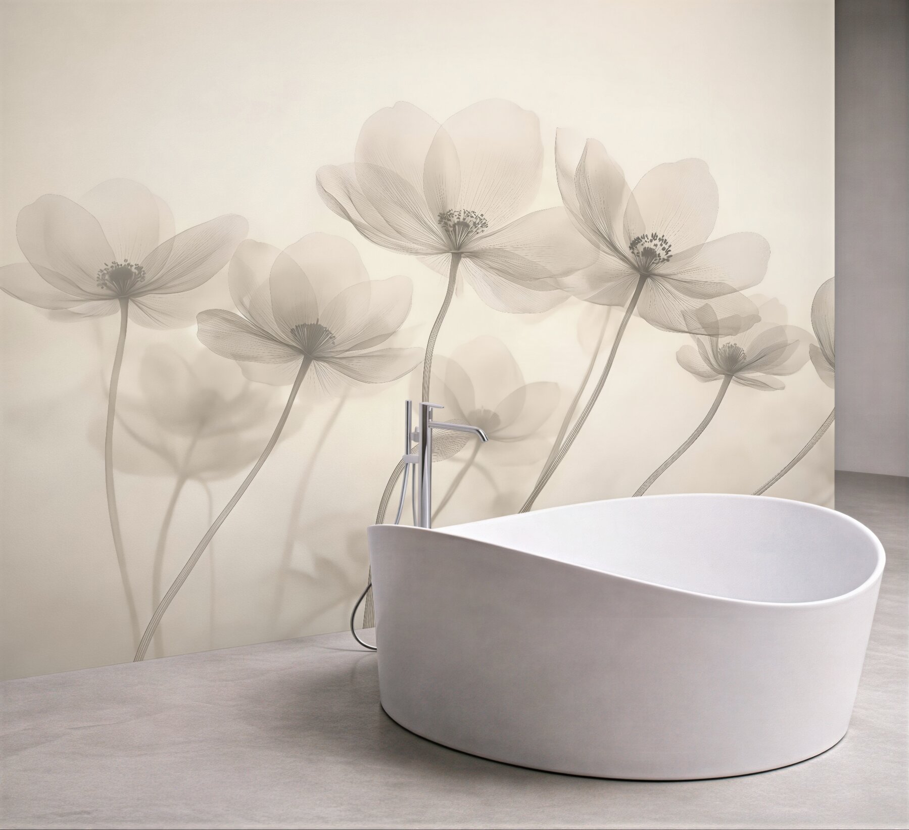 Fototapeta zwiewne kwiaty w mgielnej elegancji